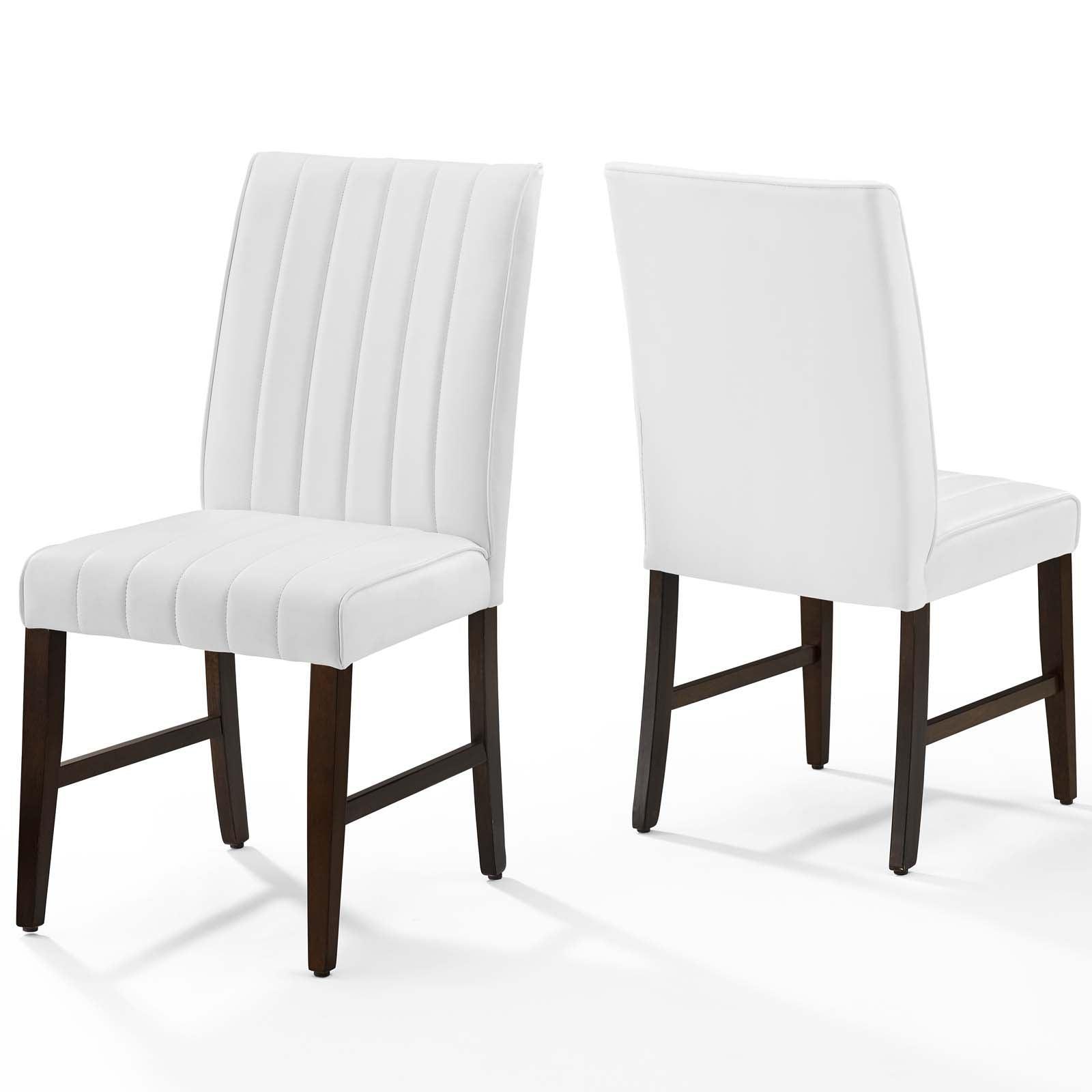 Modway Motivate Channel Tufted Upholstered Faux Leather Dining Chair Set of 2 FredCo