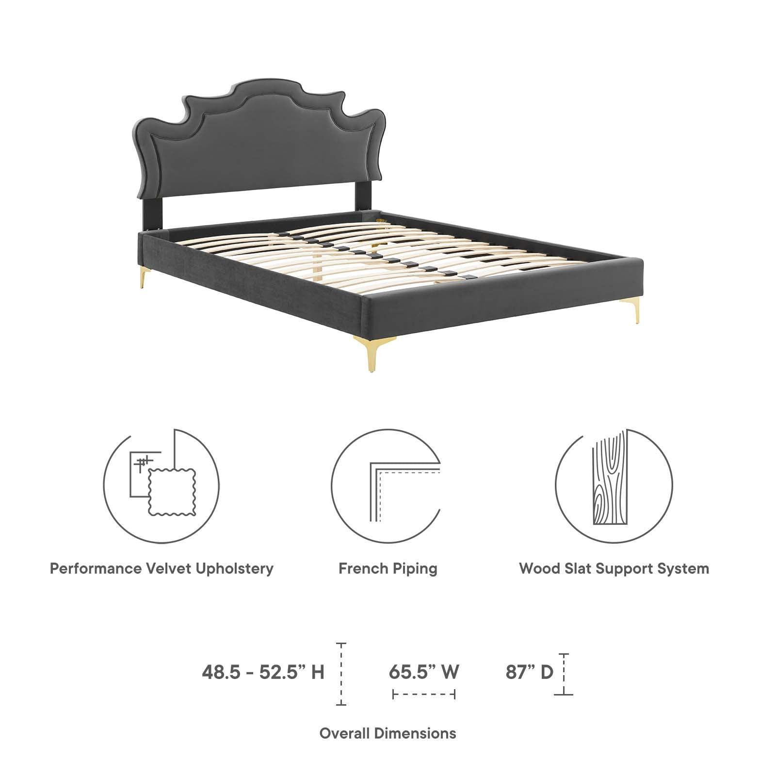 Modway Neena Performance Velvet Queen Bed FredCo