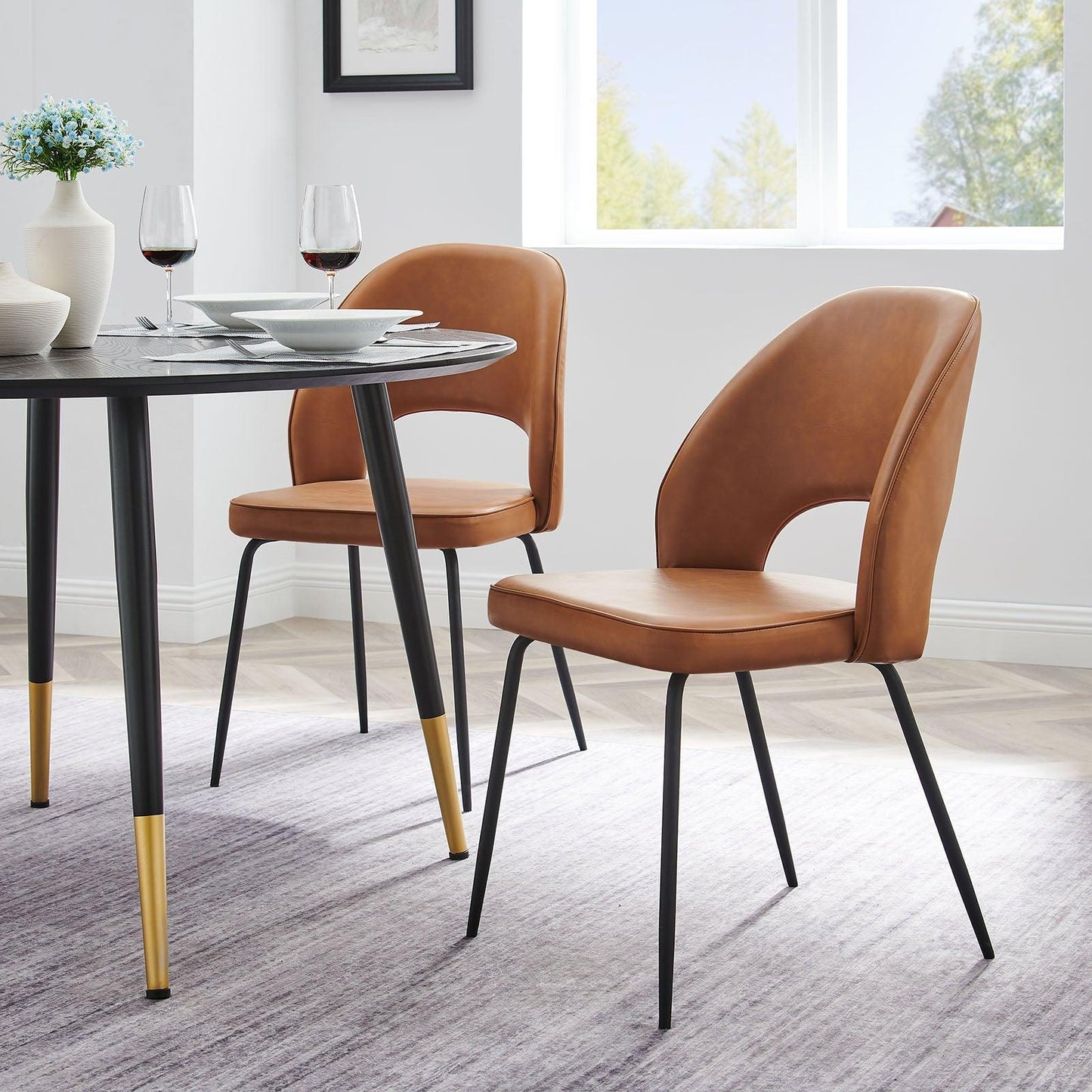 Modway Nico Vegan Leather Dining Chair Set of 2 FredCo