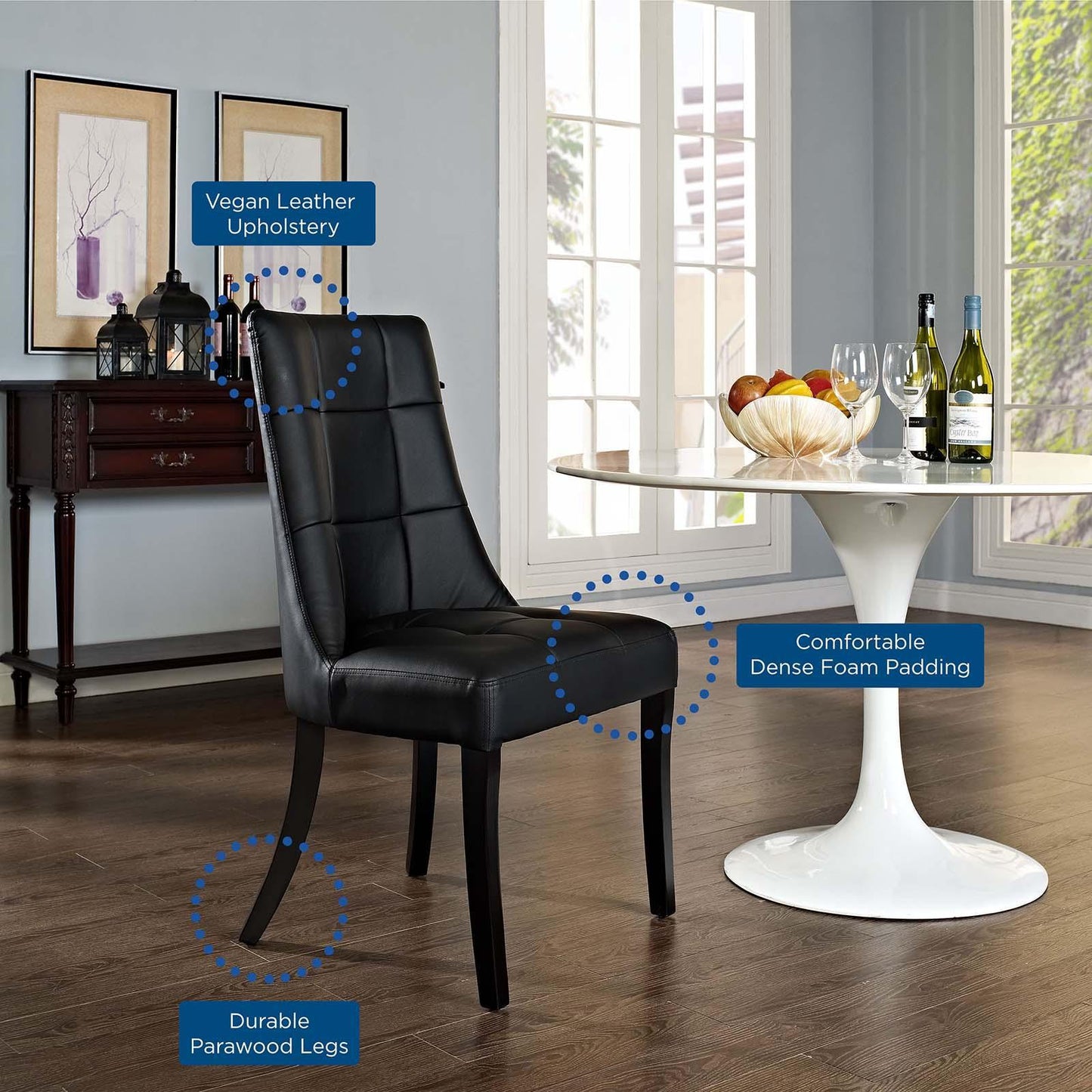 Modway Noblesse Dining Chair Vinyl Set of 2 FredCo