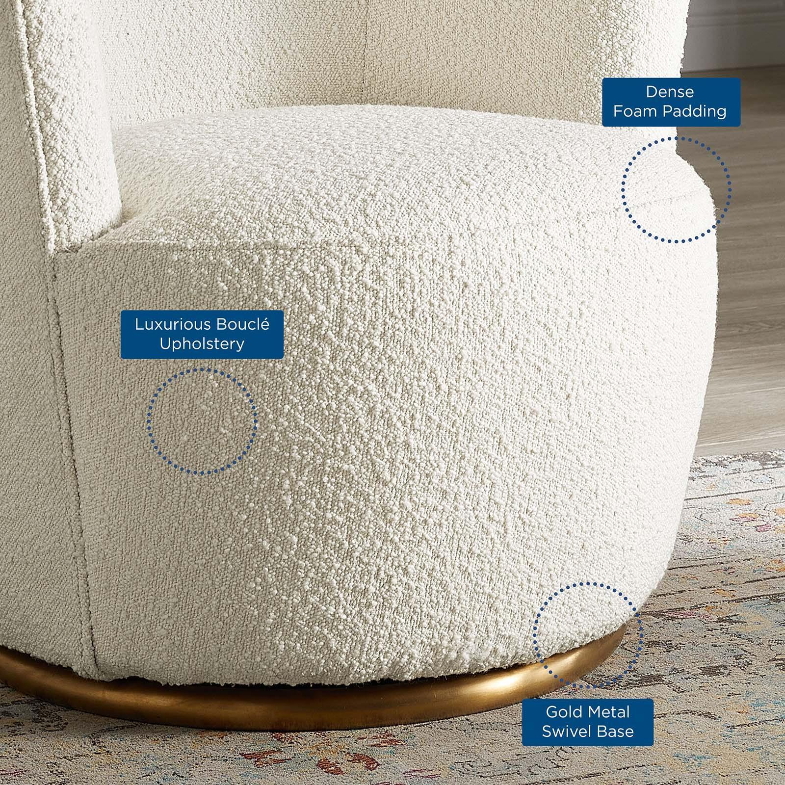 Modway Nora Boucle Upholstered Swivel Chair FredCo
