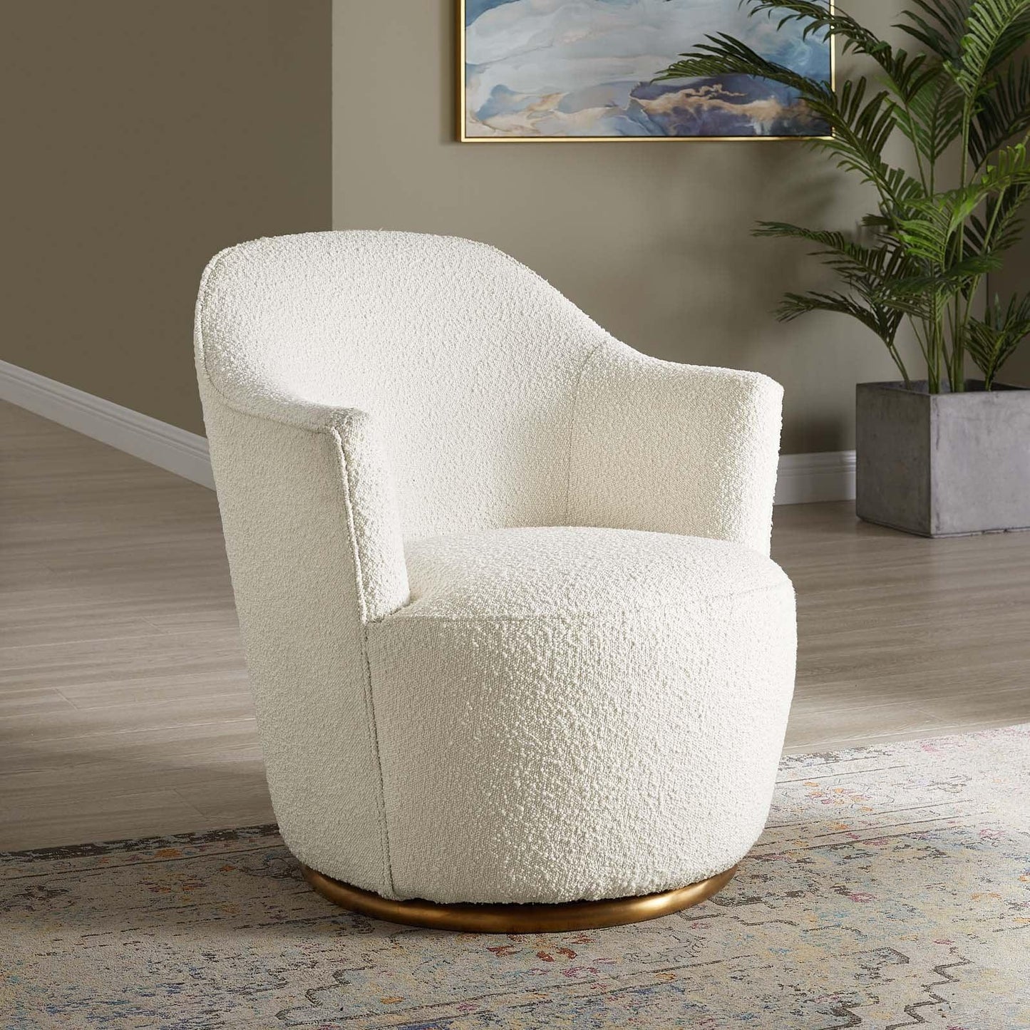 Modway Nora Boucle Upholstered Swivel Chair FredCo