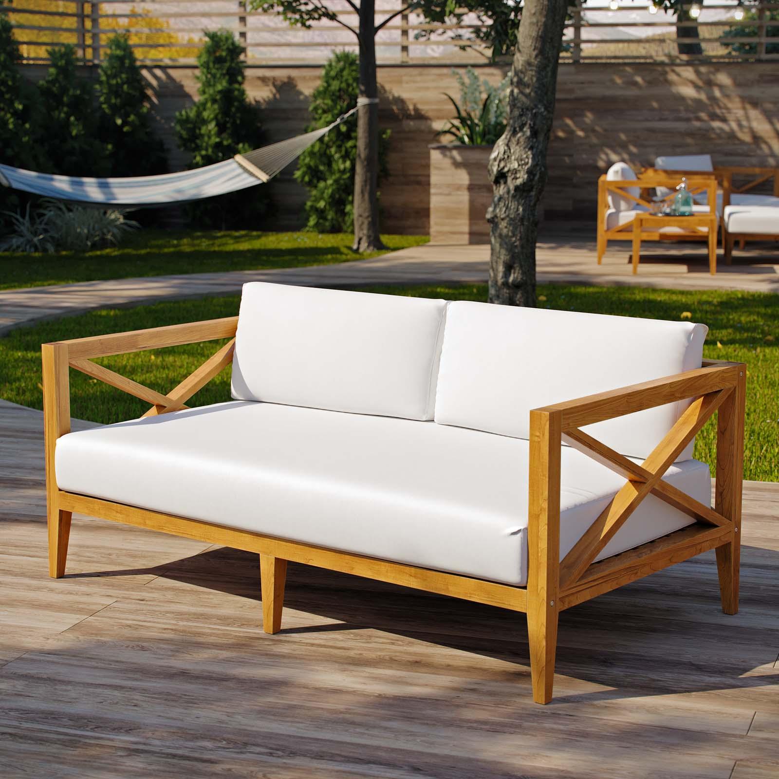Modway Northlake Outdoor Patio Premium Grade A Teak Wood Sofa FredCo