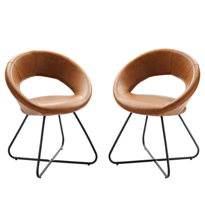 Modway Nouvelle Vegan Leather Dining Chair Set of 2 FredCo