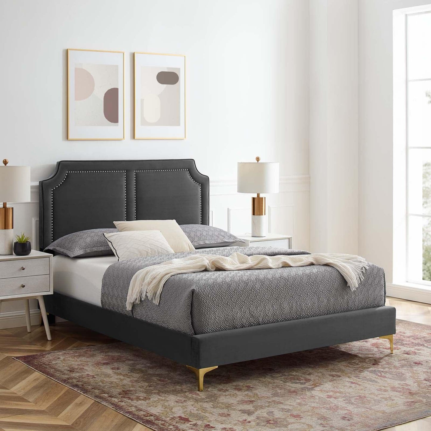 Modway Novi Performance Velvet Queen Bed FredCo