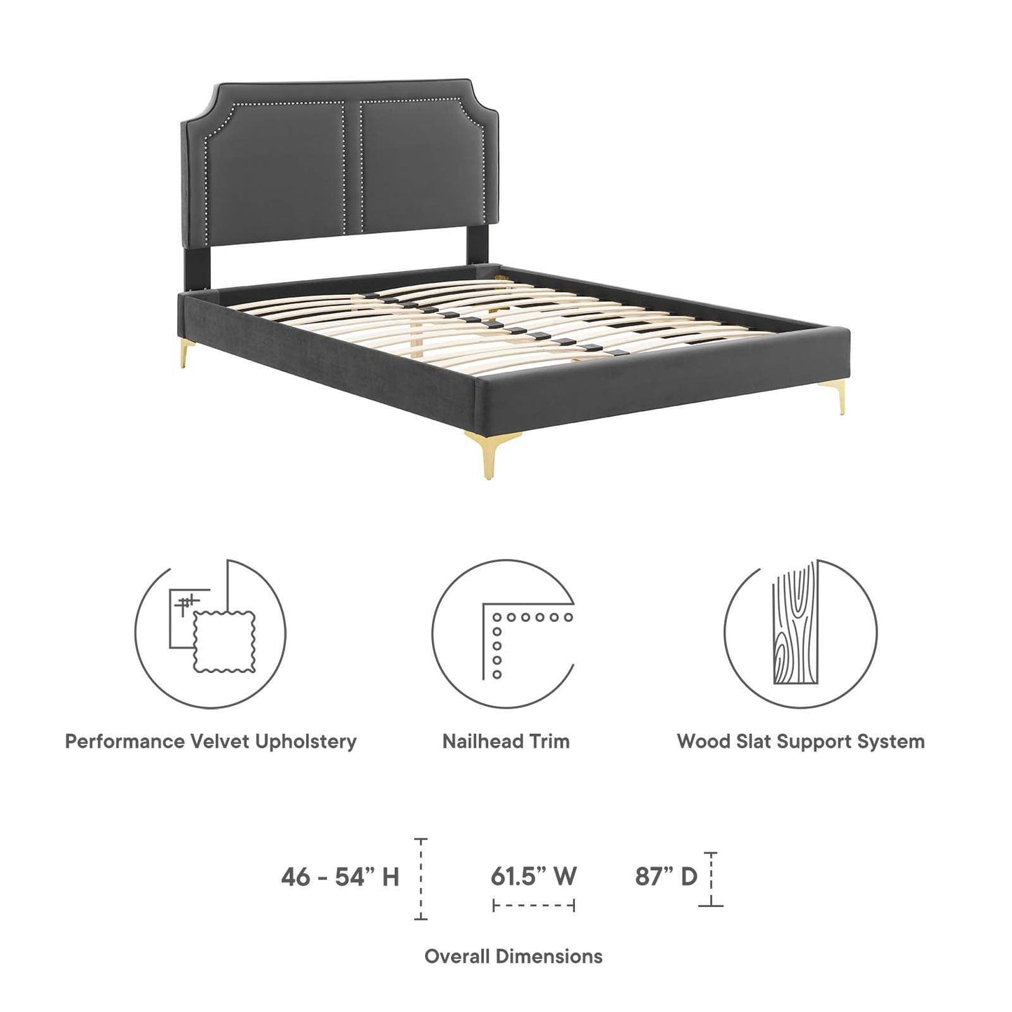 Modway Novi Performance Velvet Queen Bed FredCo