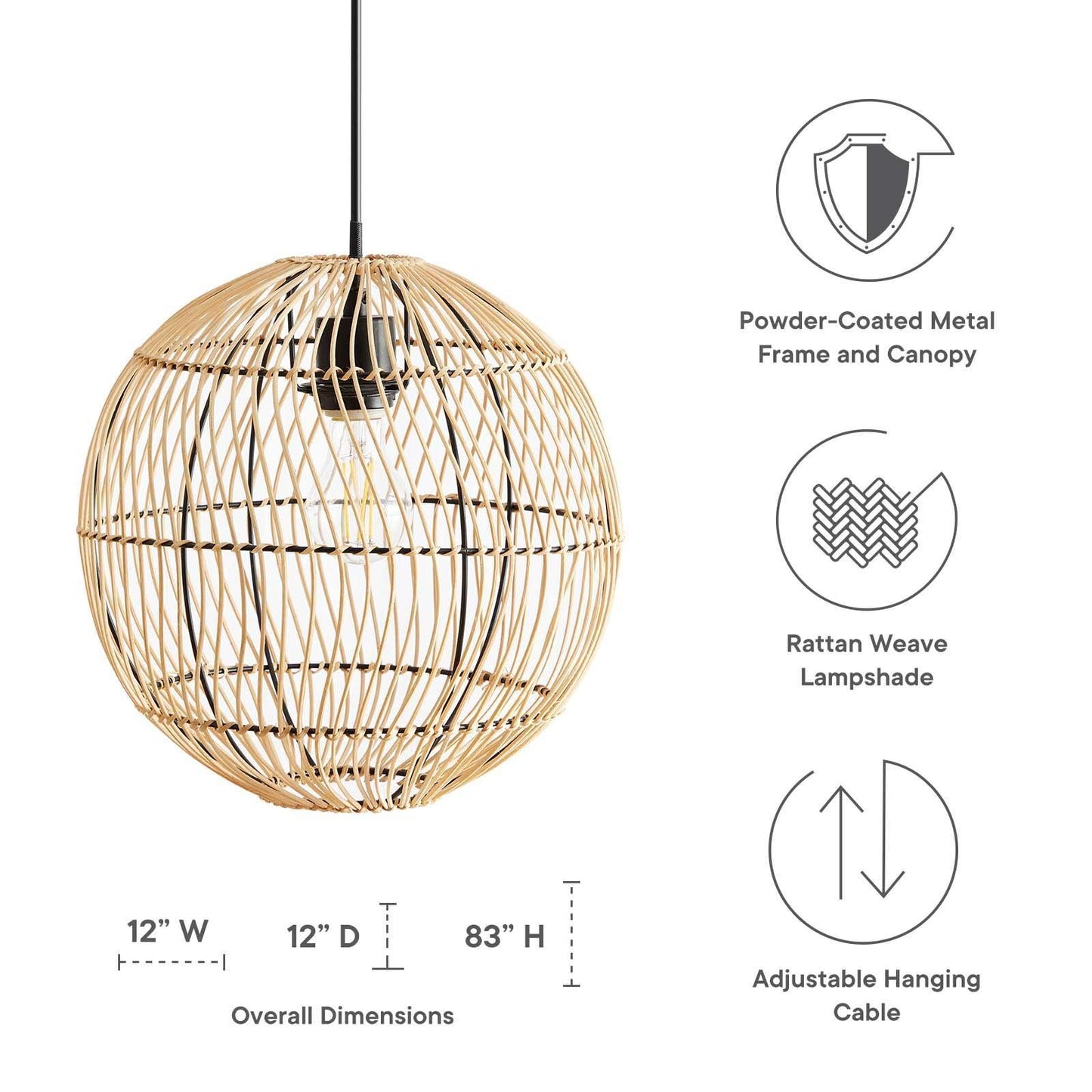 Modway Nurture Rattan Pendant Light FredCo