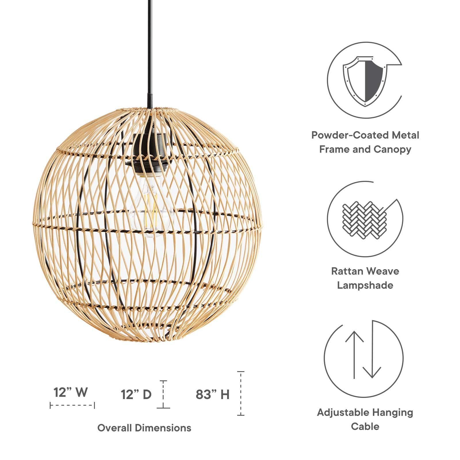 Modway Nurture Rattan Pendant Light FredCo