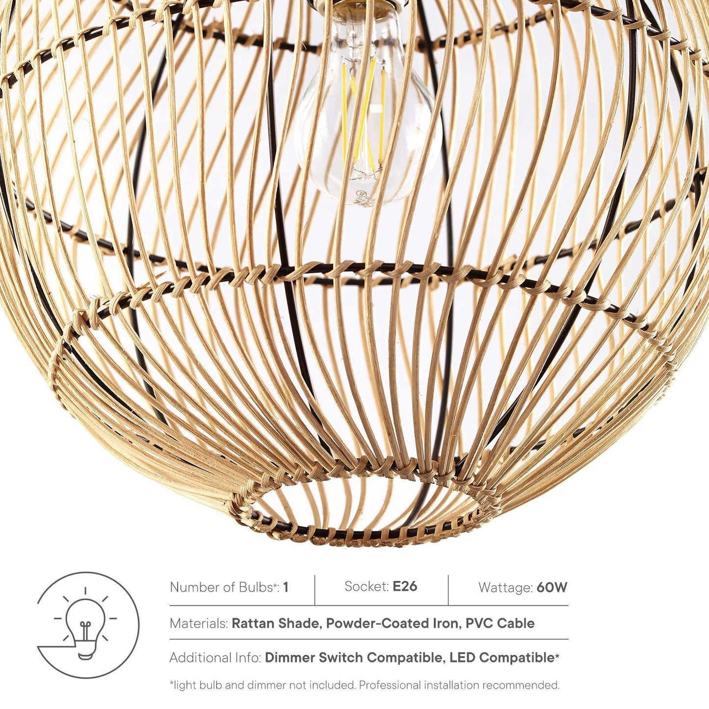 Modway Nurture Rattan Pendant Light FredCo