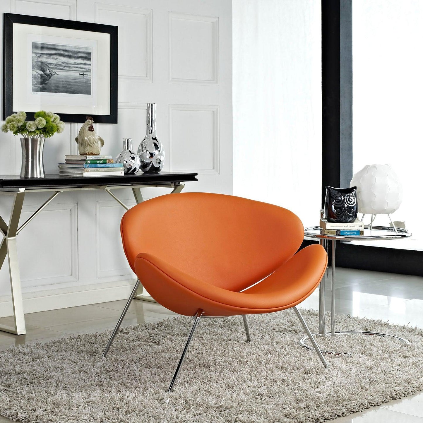 Modway Nutshell Upholstered Vinyl Lounge Chair FredCo