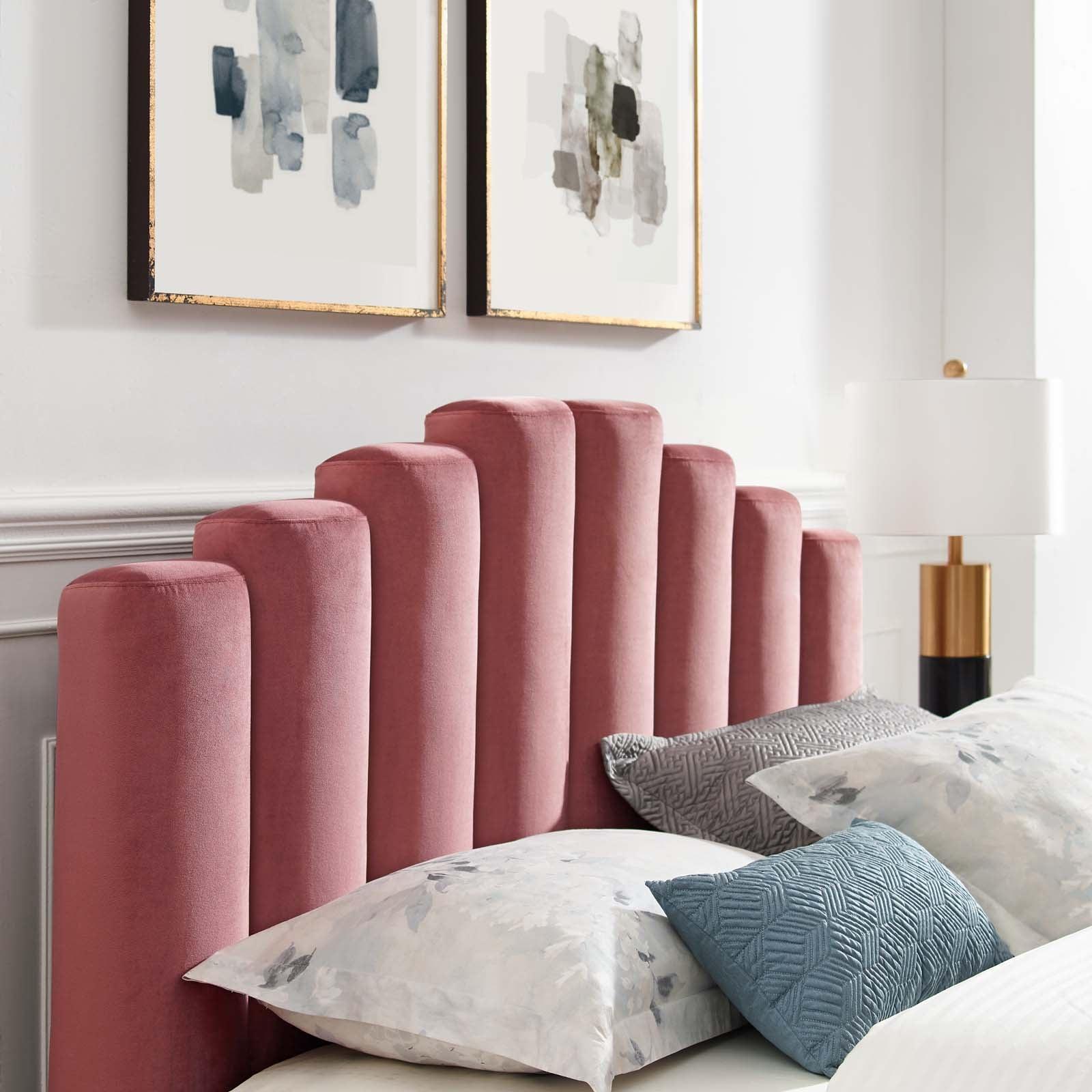 Modway Olivia Queen Performance Velvet Platform Bed FredCo
