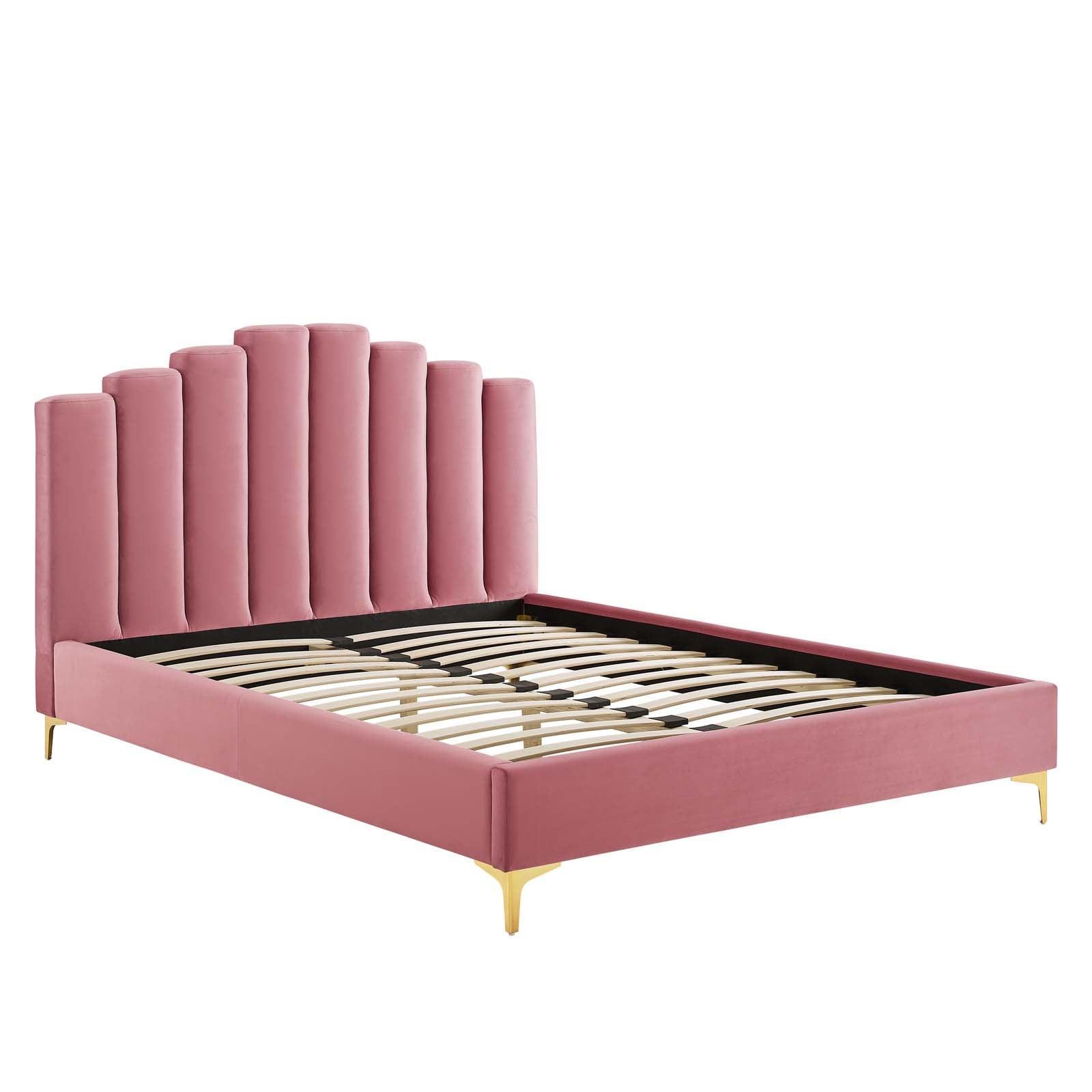 Modway Olivia Queen Performance Velvet Platform Bed FredCo