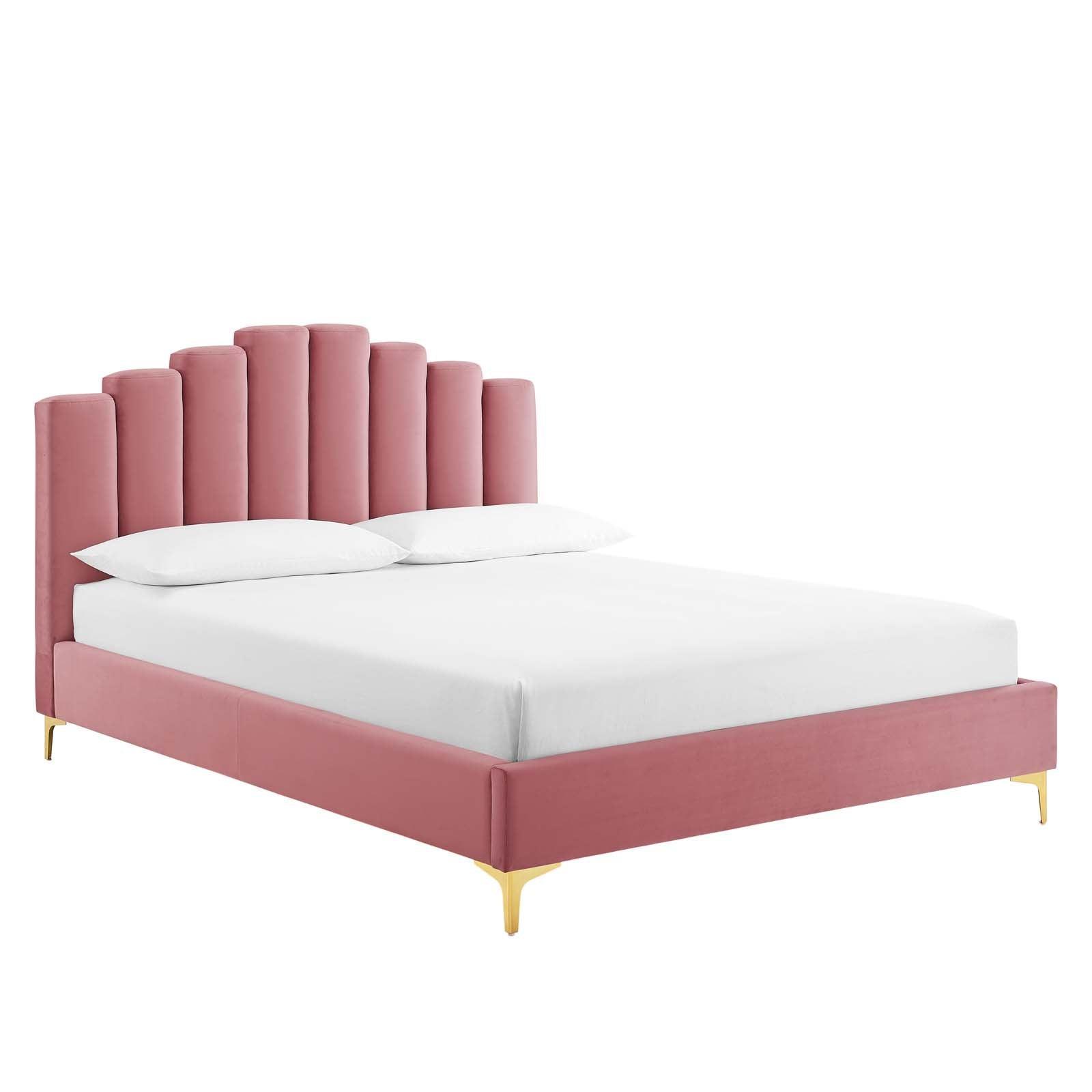 Modway Olivia Queen Performance Velvet Platform Bed FredCo