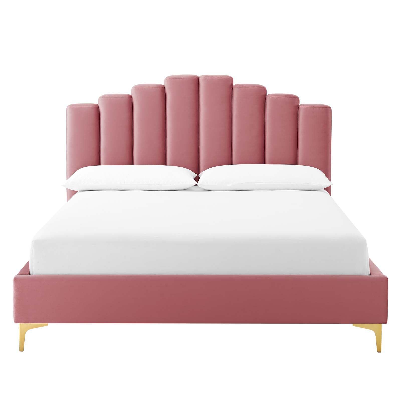 Modway Olivia Queen Performance Velvet Platform Bed FredCo
