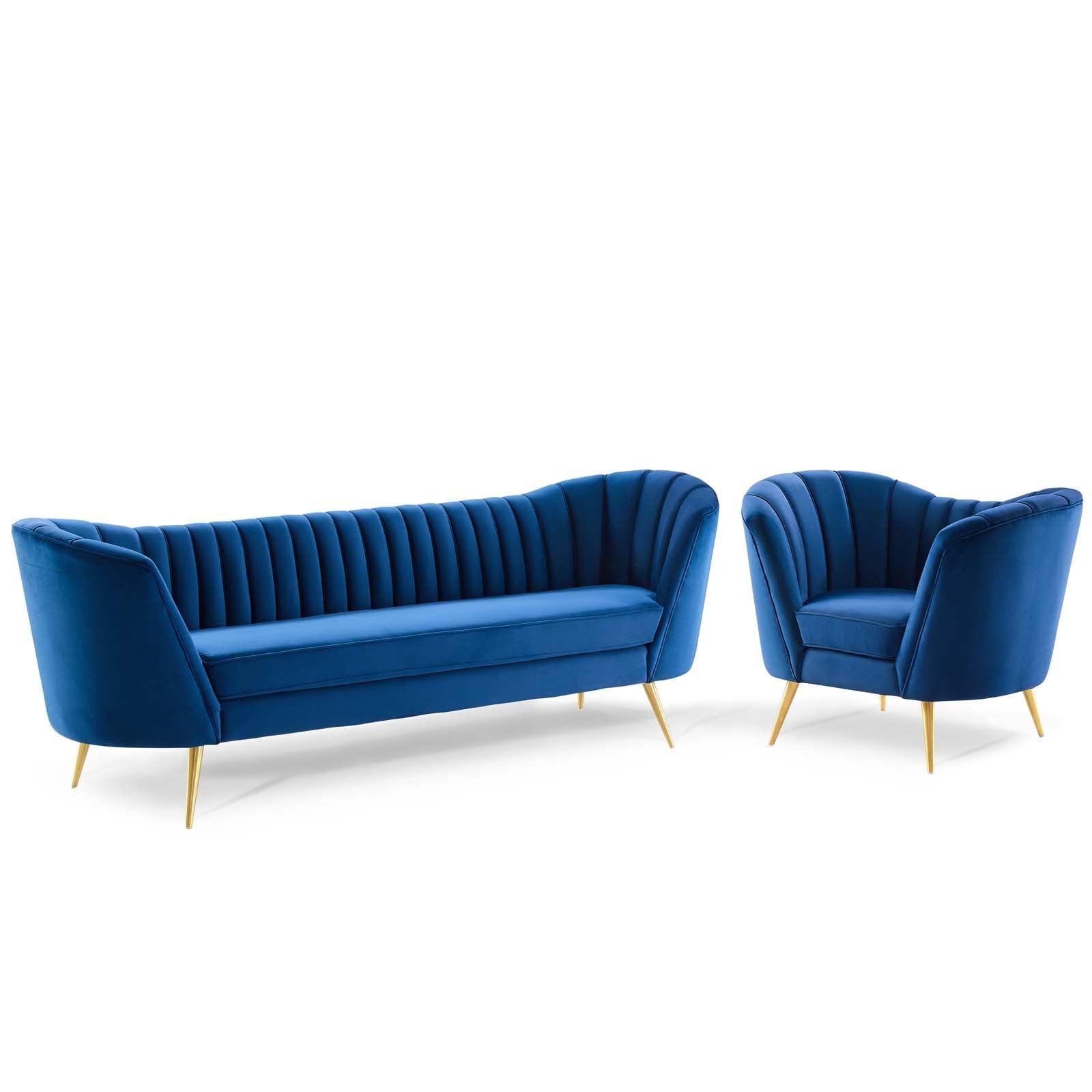 Modway Opportunity Performance Velvet Sofa and Armchair Set FredCo