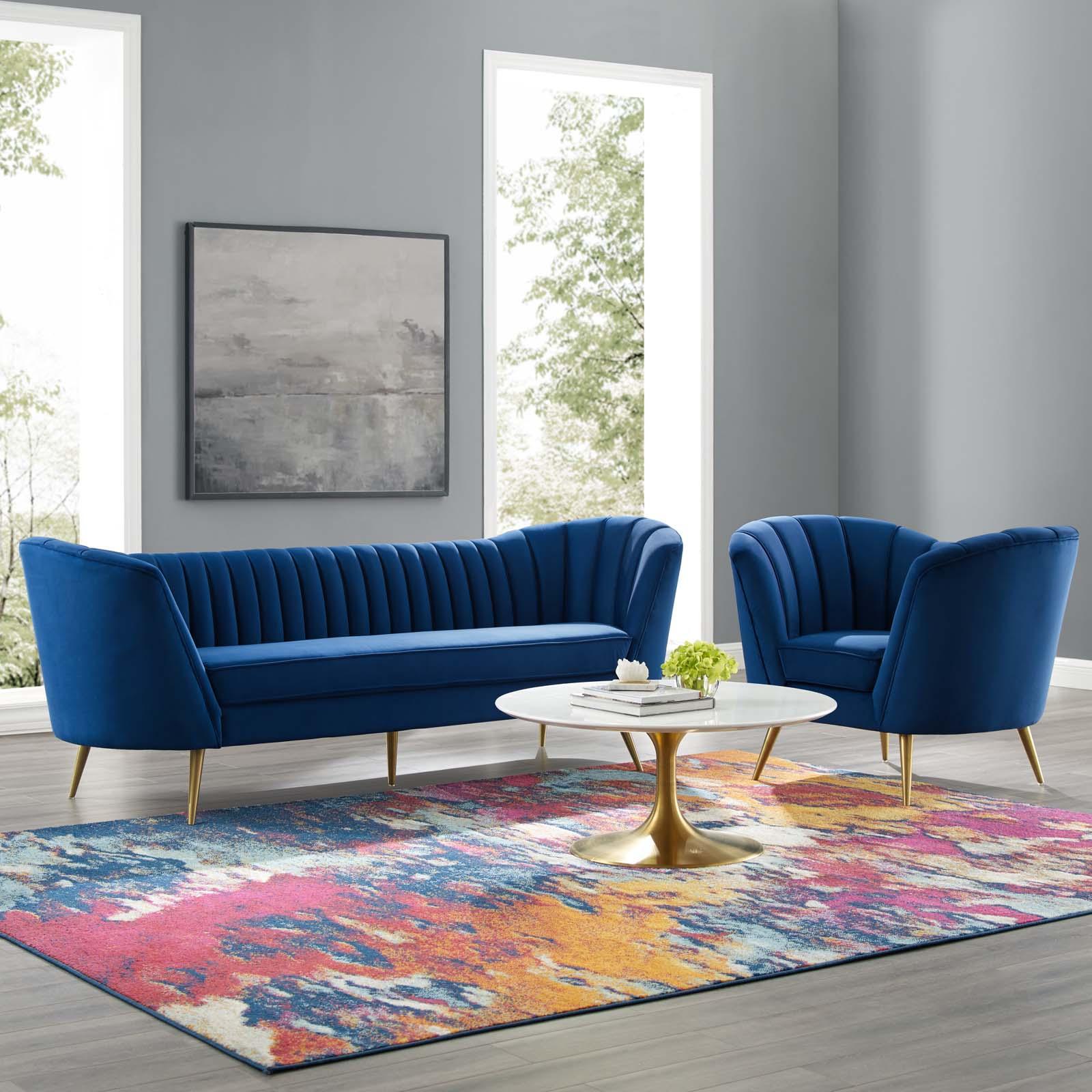 Modway Opportunity Performance Velvet Sofa and Armchair Set FredCo