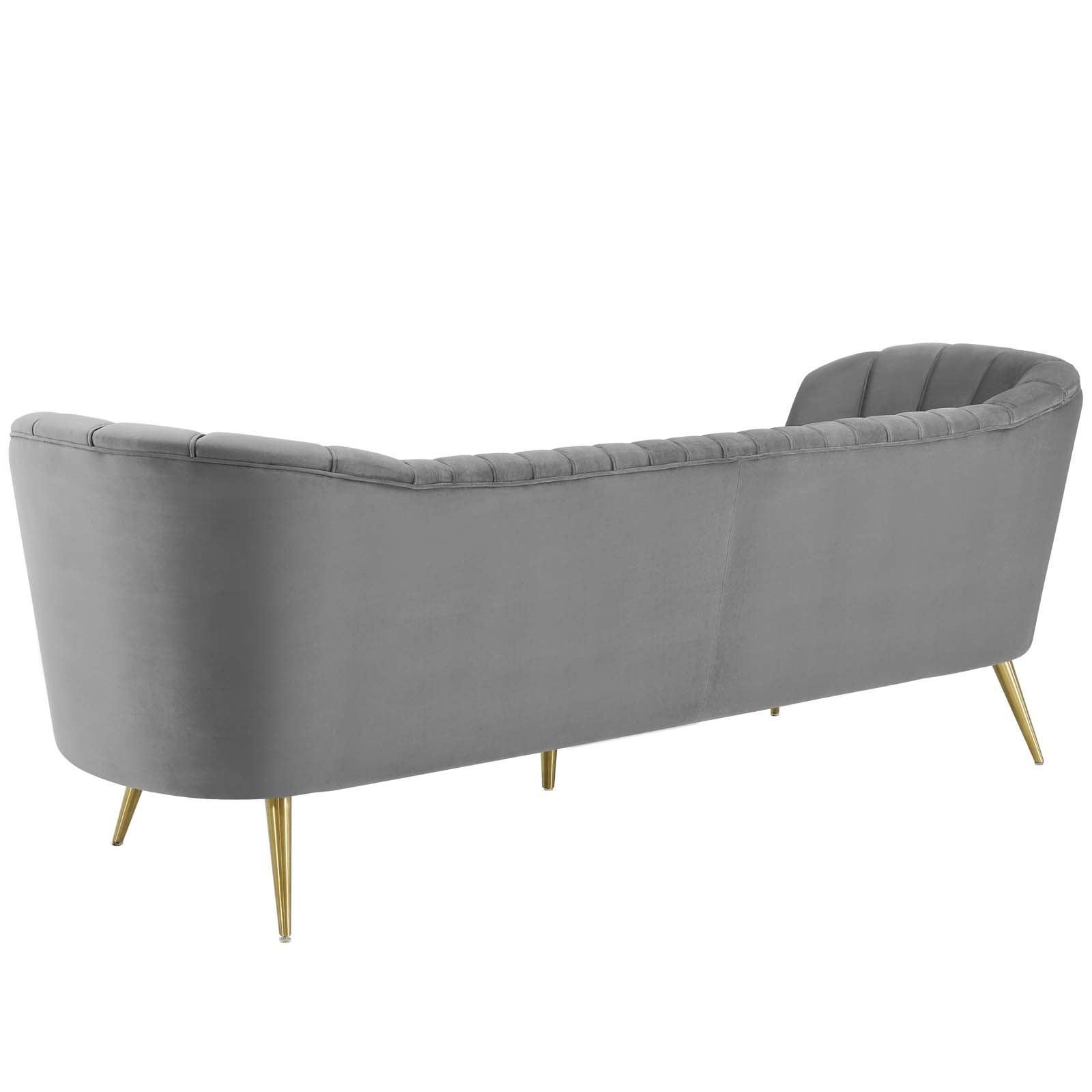 Modway Opportunity Vertical Channel Tufted Curved Performance Velvet Sofa FredCo