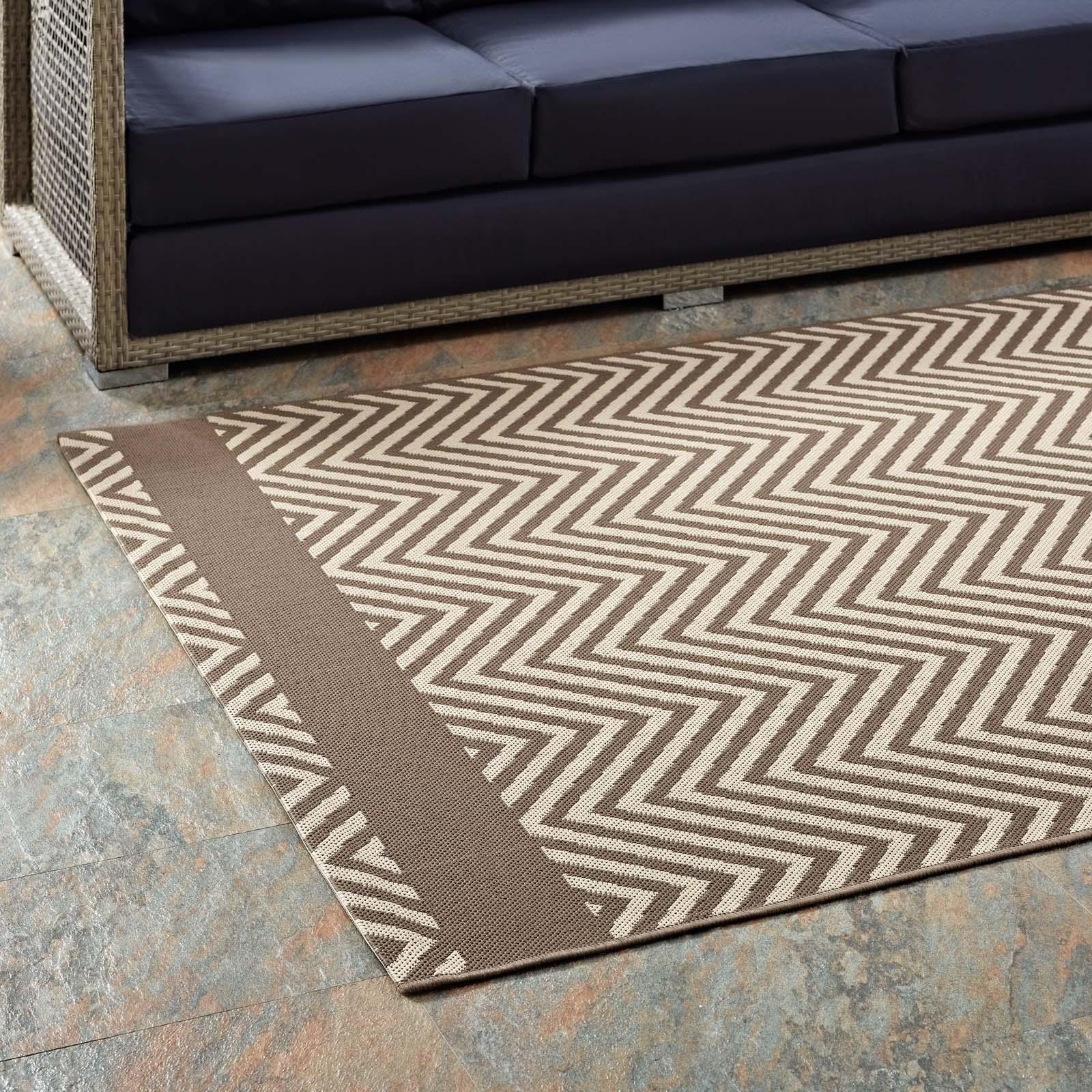 Modway Optica Chevron With End Borders Indoor and Outdoor Area Rug FredCo