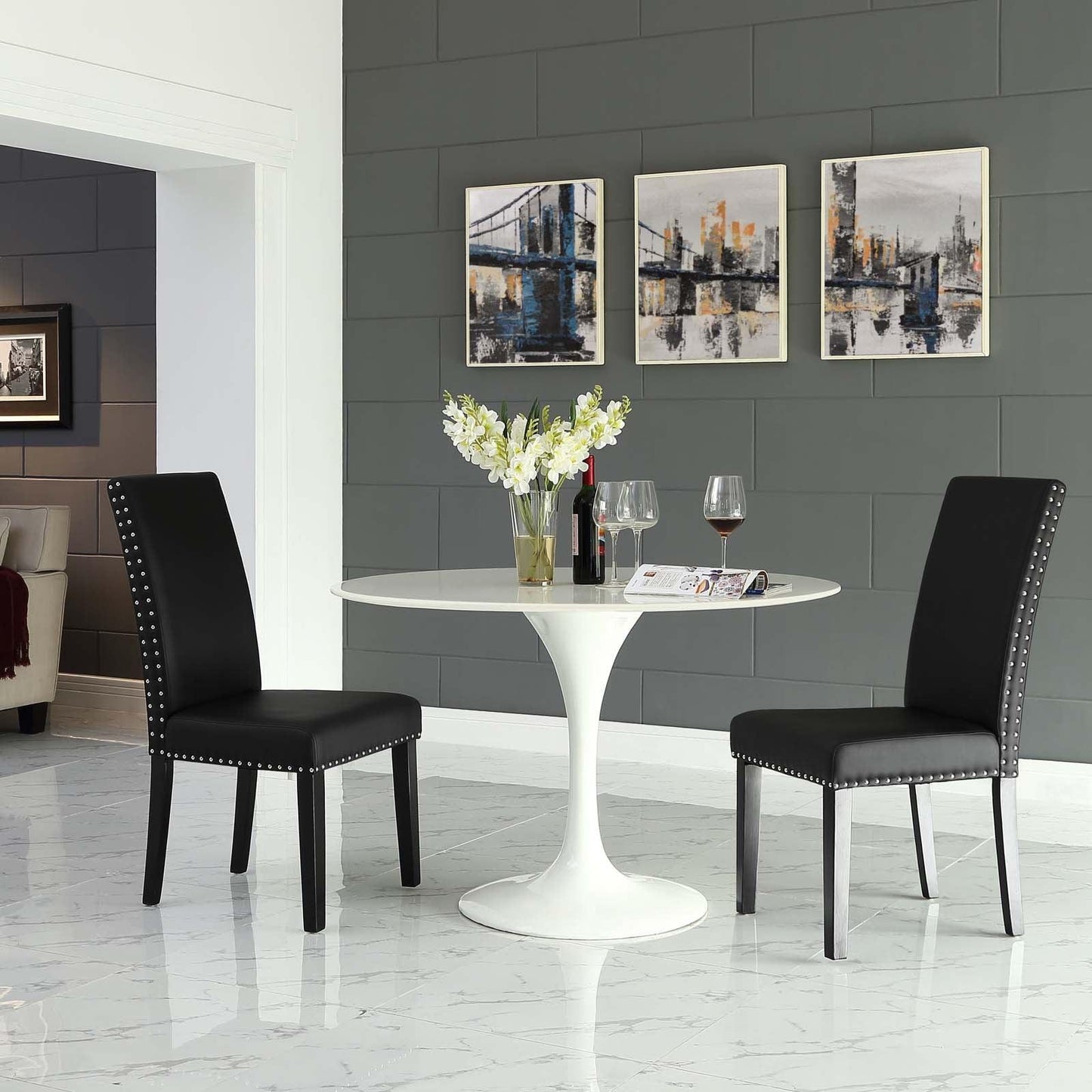 Modway Parcel Dining Side Chair Vinyl Set of 2 FredCo