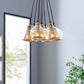 Modway Peak Brass Cone and Glass Globe Cluster Pendant Chandelier FredCo