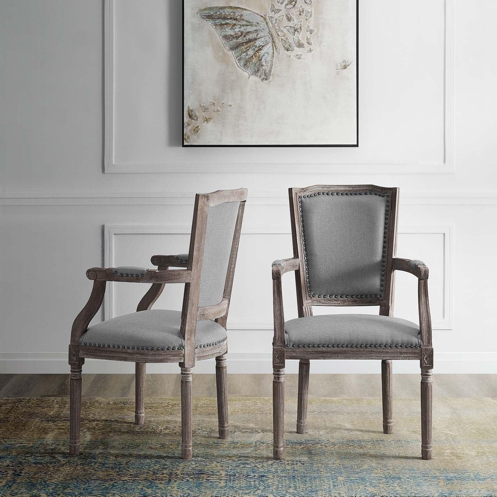 Modway Penchant Dining Armchair Upholstered Fabric Set of 2 FredCo