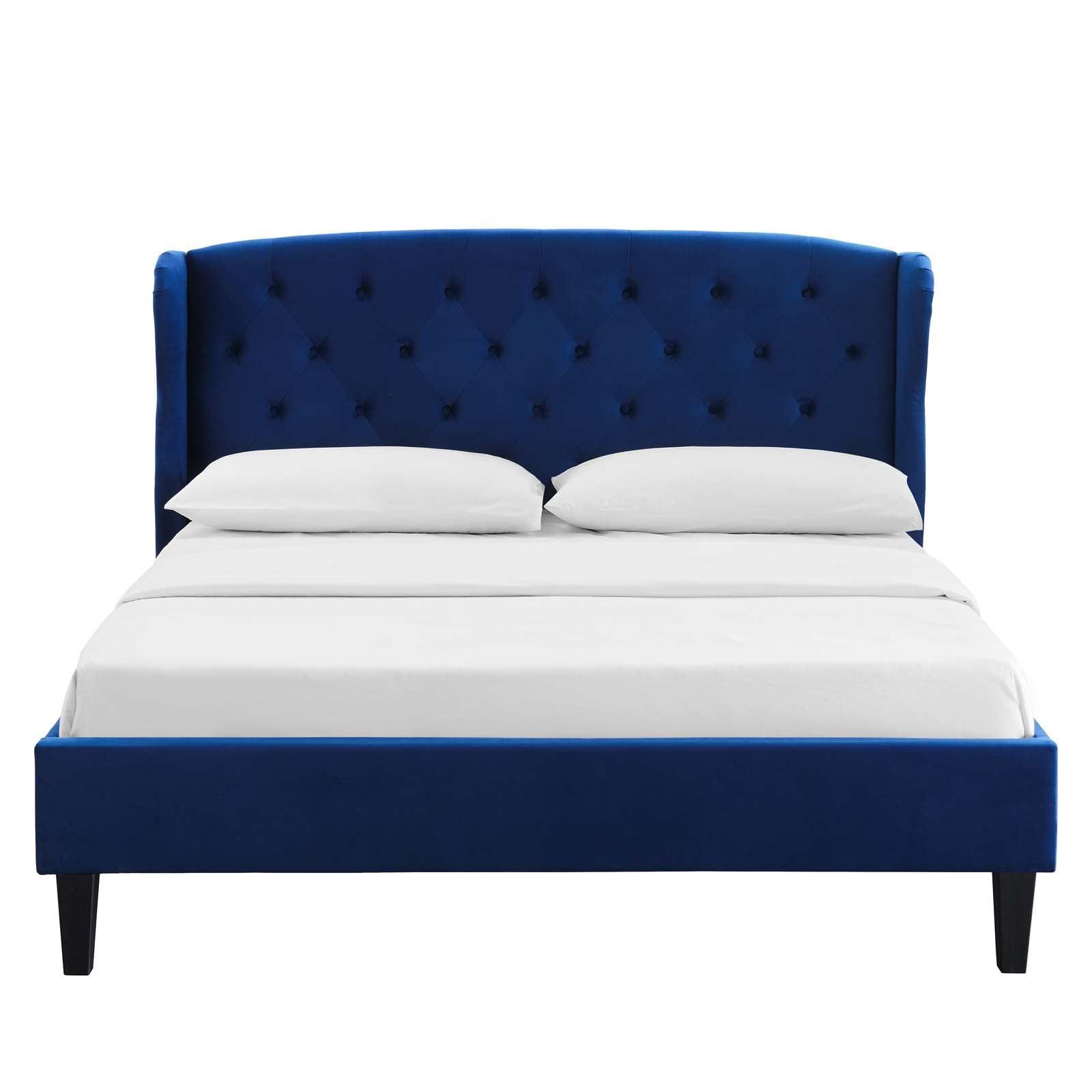 Modway Penelope Tufted Wingback Queen Performance Velvet Platform Bed FredCo