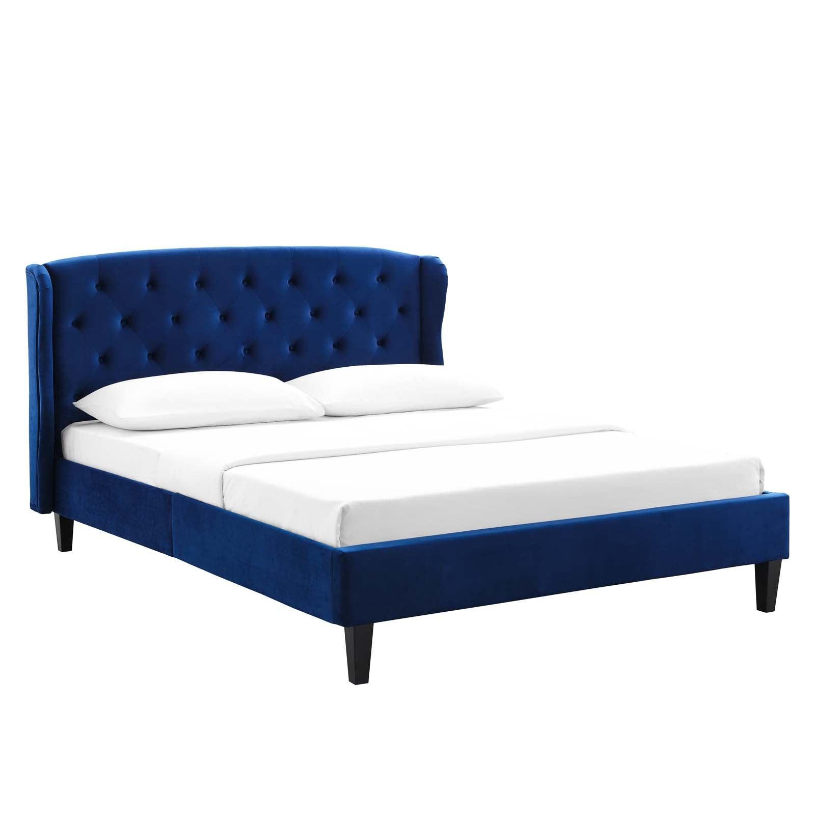 Modway Penelope Tufted Wingback Queen Performance Velvet Platform Bed FredCo