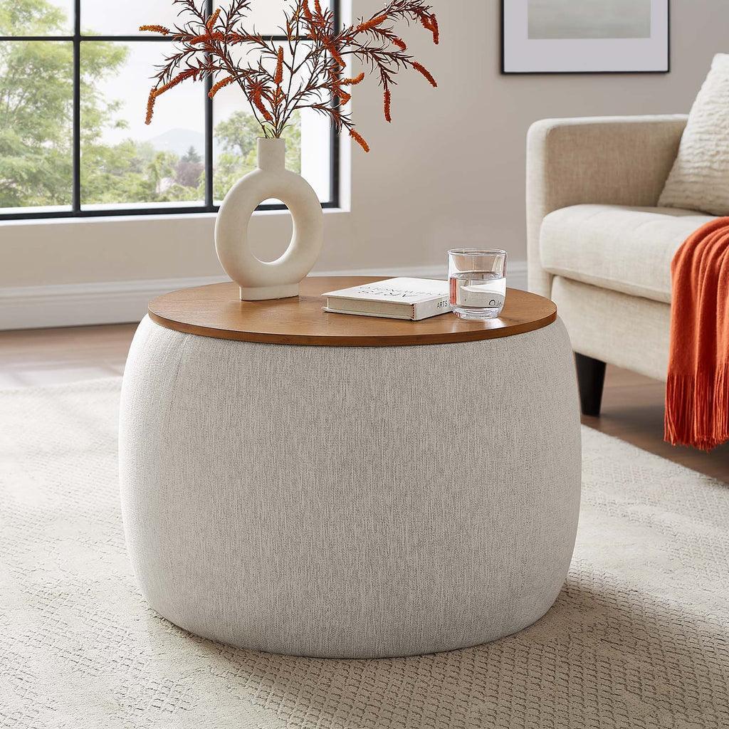 Modway Perla Woven Heathered Fabric Upholstered Storage Ottoman FredCo