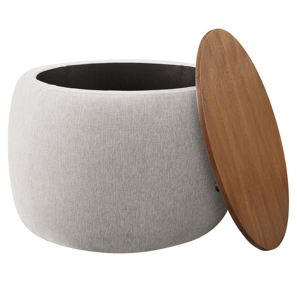 Modway Perla Woven Heathered Fabric Upholstered Storage Ottoman FredCo