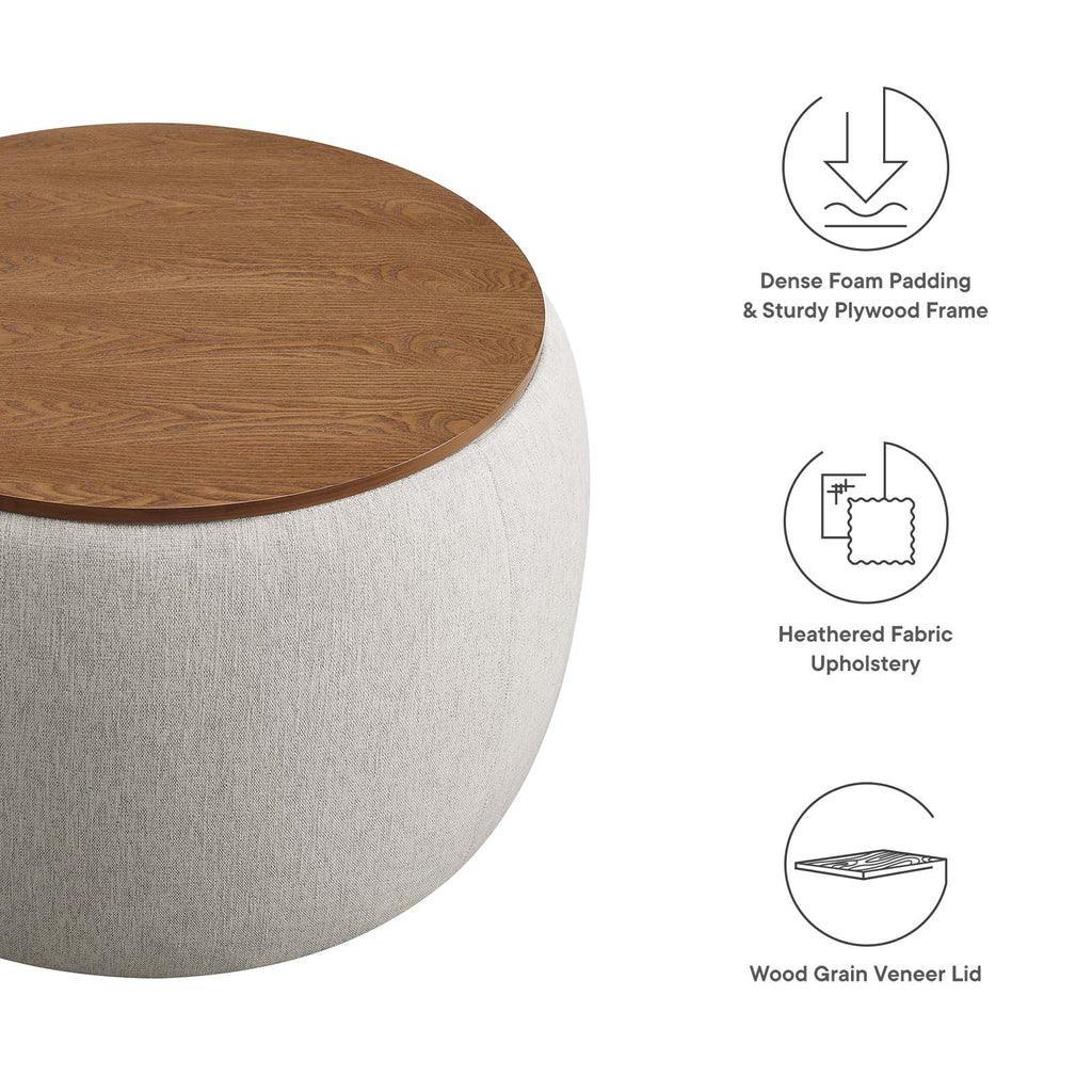 Modway Perla Woven Heathered Fabric Upholstered Storage Ottoman FredCo