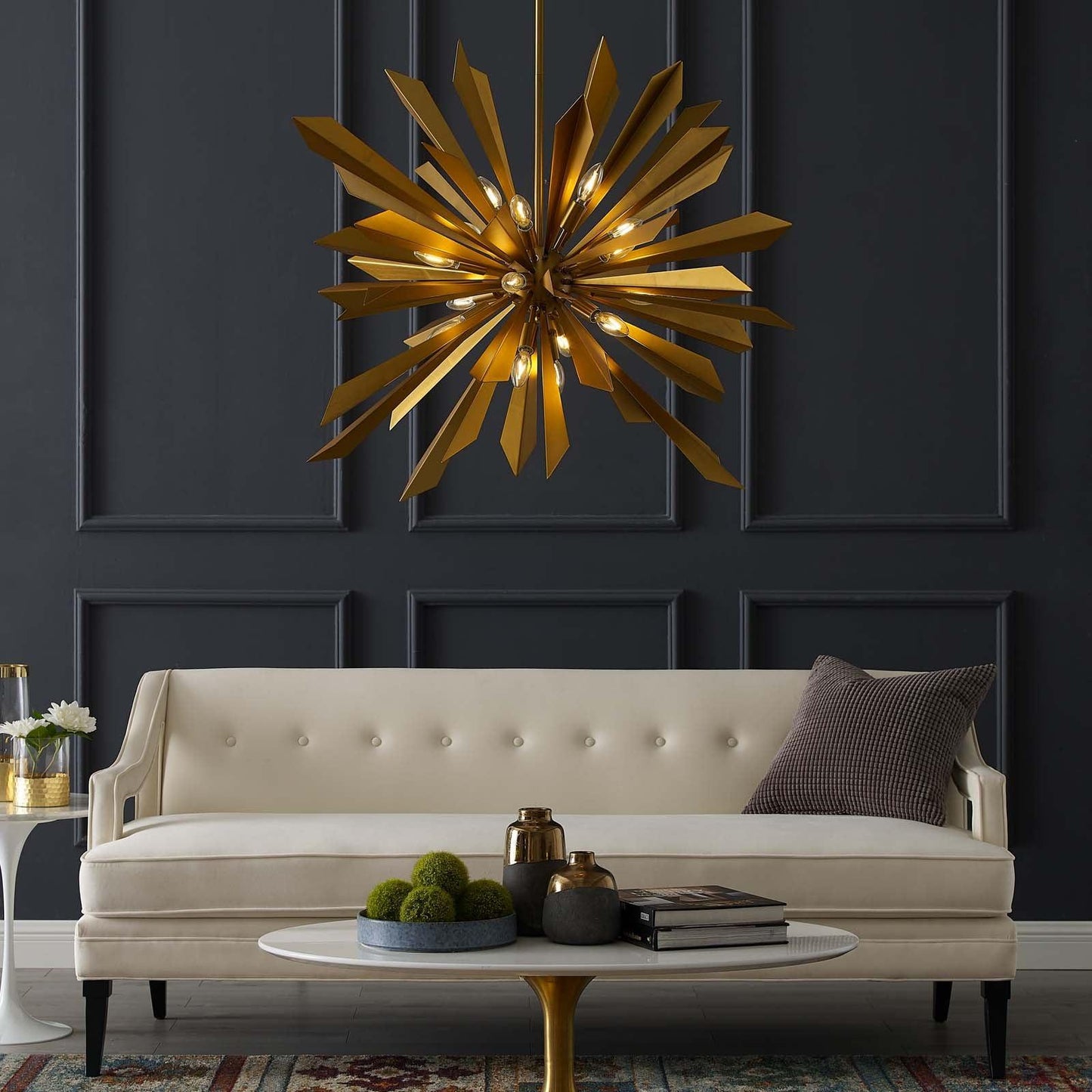 Modway Pervade Brass Pendant Light Chandelier FredCo