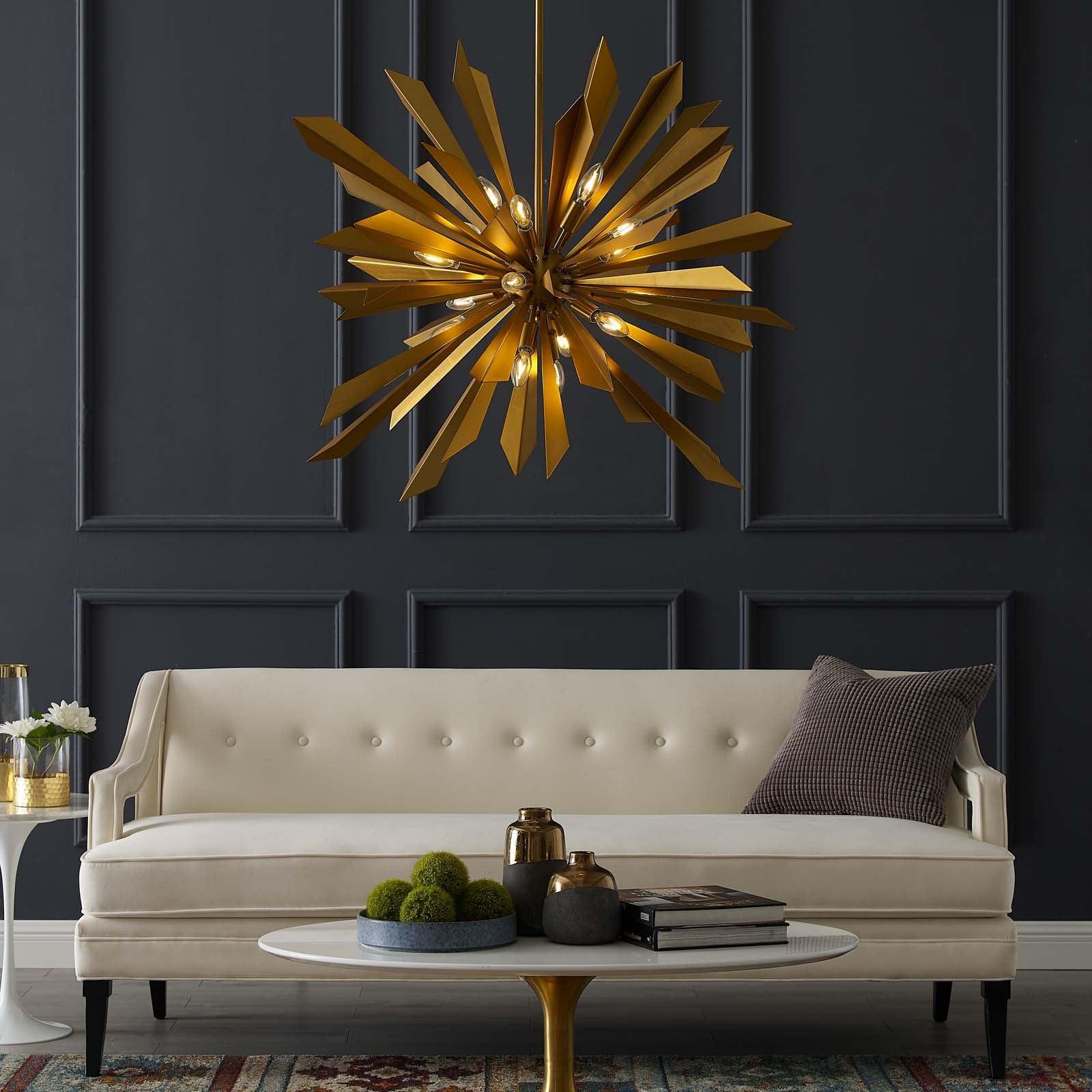 Modway Pervade Brass Pendant Light Chandelier FredCo