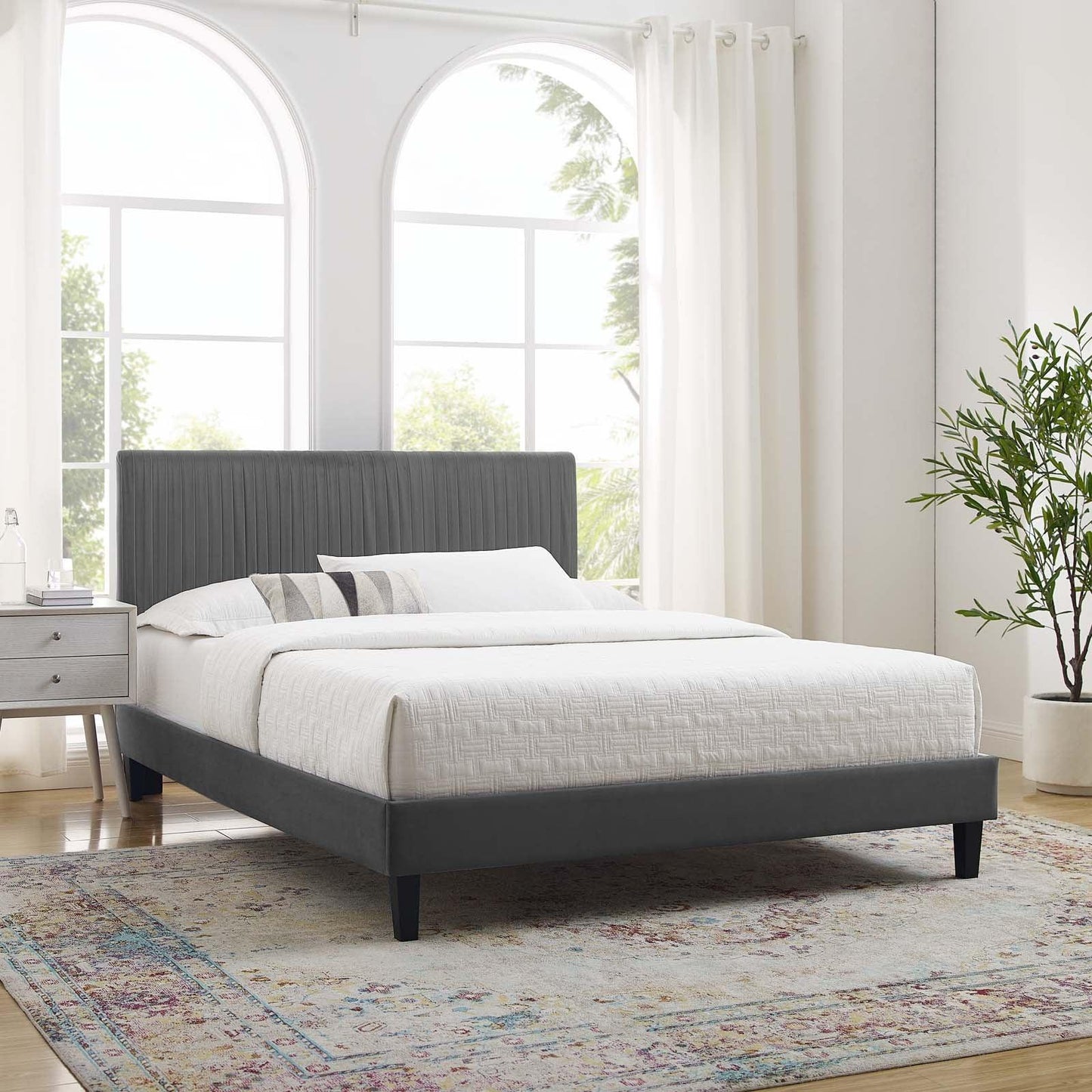 Modway Peyton Performance Velvet King Platform Bed FredCo