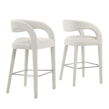 Modway Pinnacle Boucle Upholstered Bar Stool Set of Two, EEI-6568 FredCo