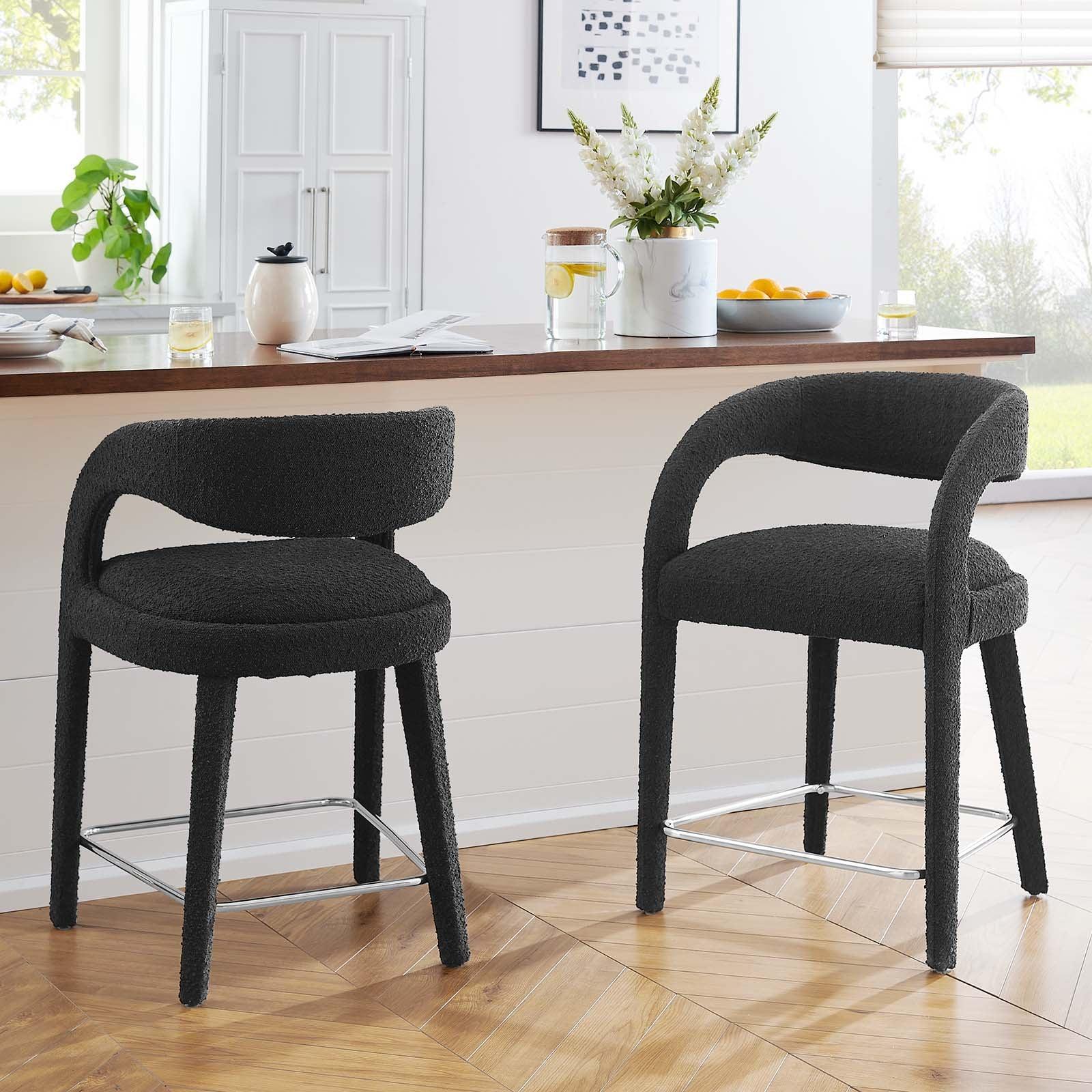 Modway Pinnacle Boucle Upholstered Counter Stool Set of Two, EEI-6565 FredCo