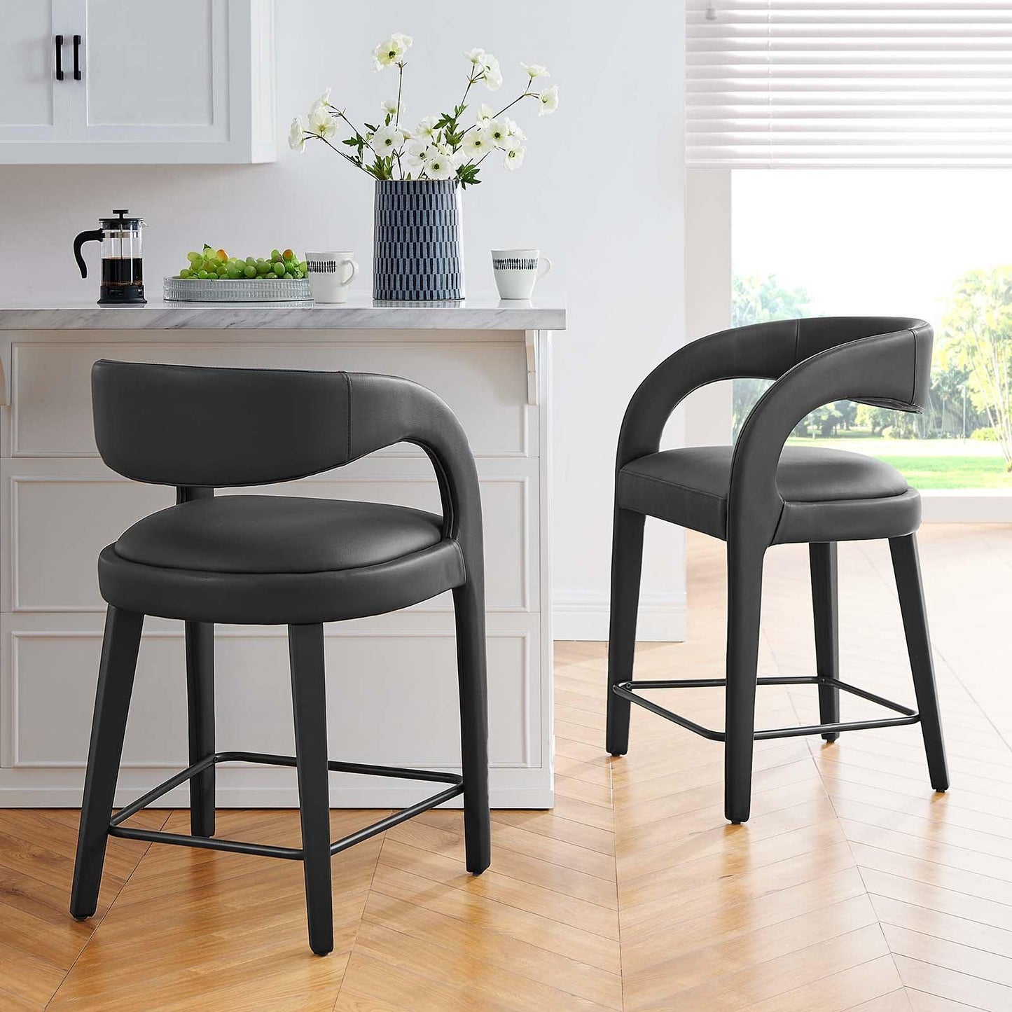 Modway Pinnacle Vegan Leather Counter Stool Set of Two, EEI-6564 FredCo