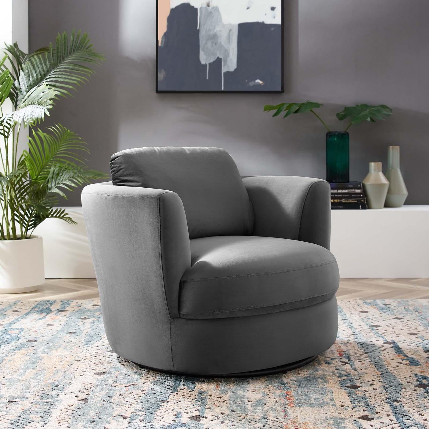 Modway Pirouette Performance Velvet Swivel Armchair FredCo