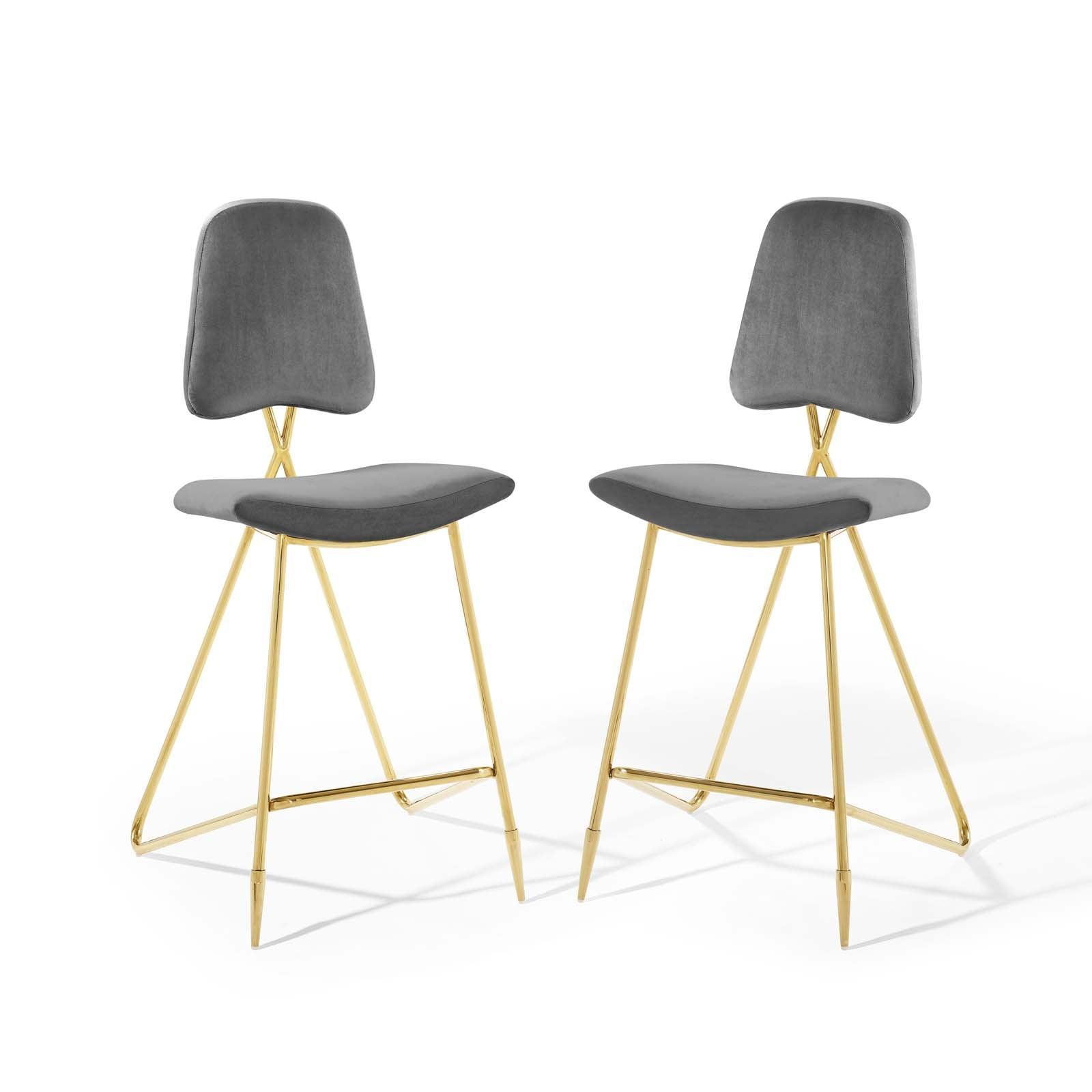 Modway Ponder Bar Stool Performance Velvet Set of 2 FredCo