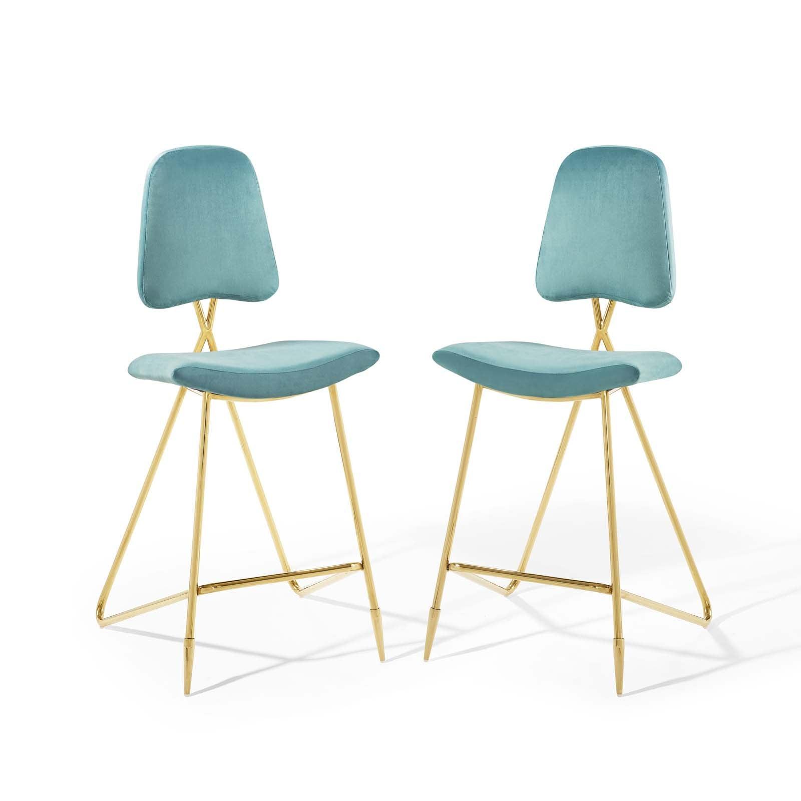 Modway Ponder Bar Stool Performance Velvet Set of 2 FredCo