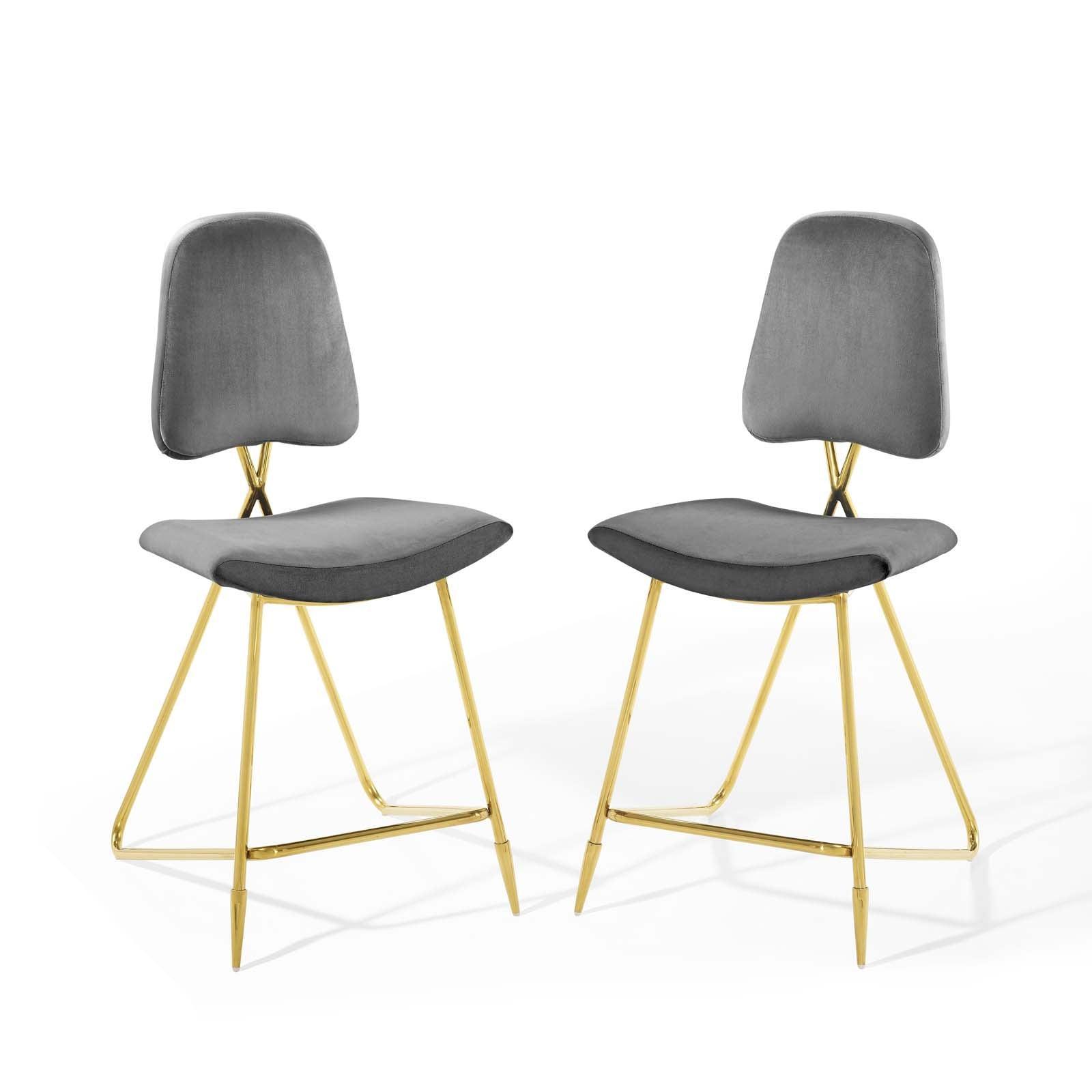 Modway Ponder Counter Stool Performance Velvet Set of 2 FredCo