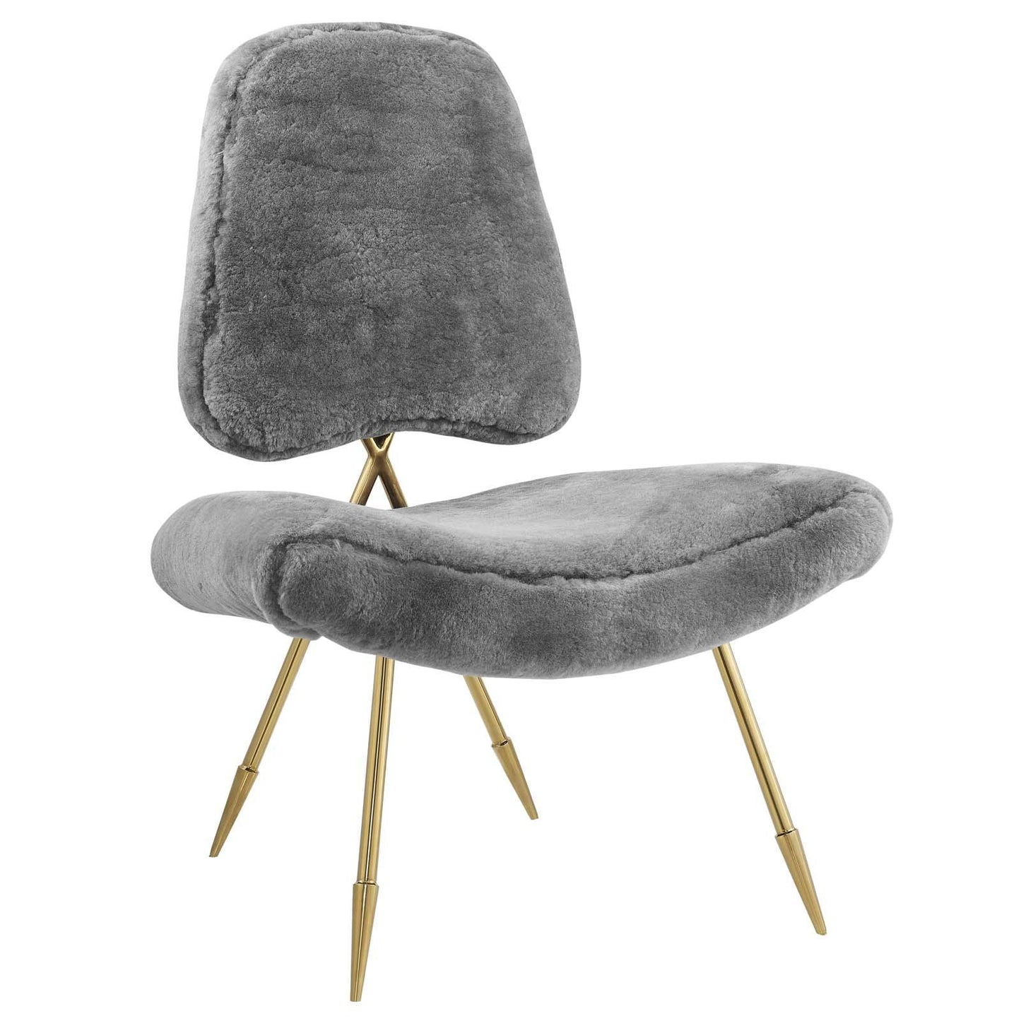 Modway Ponder Upholstered Sheepskin Fur Lounge Chair FredCo