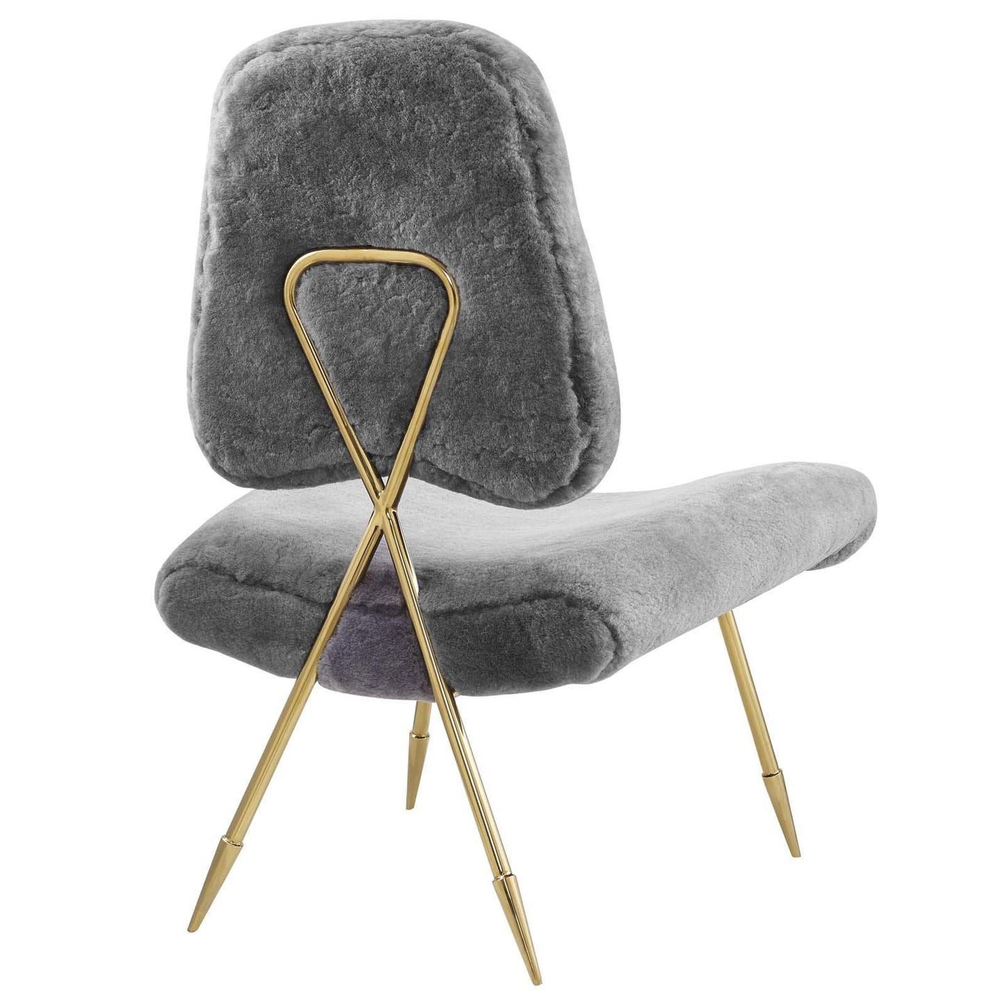Modway Ponder Upholstered Sheepskin Fur Lounge Chair FredCo