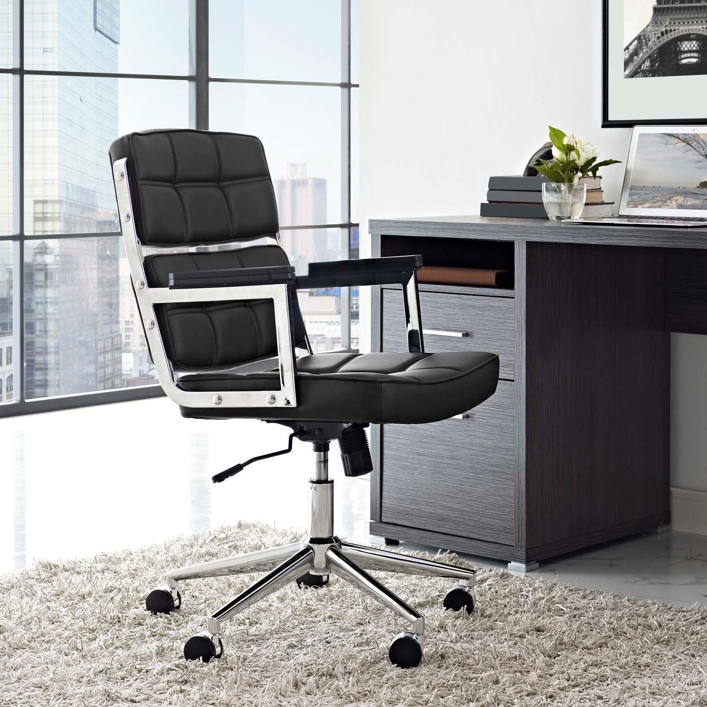 Modway Portray Highback Upholstered Vinyl Office Chair FredCo