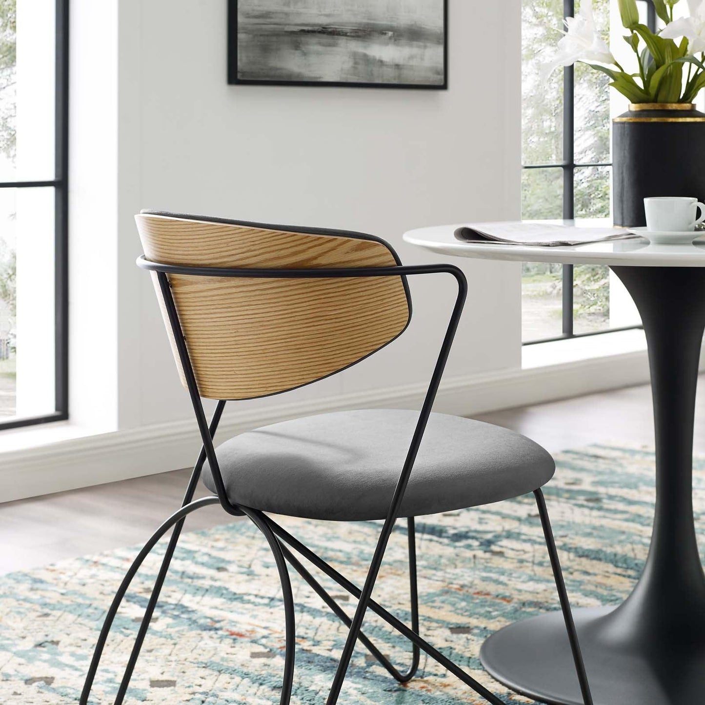 Modway Prevail Black Frame Dining and Accent Performance Velvet Chair FredCo