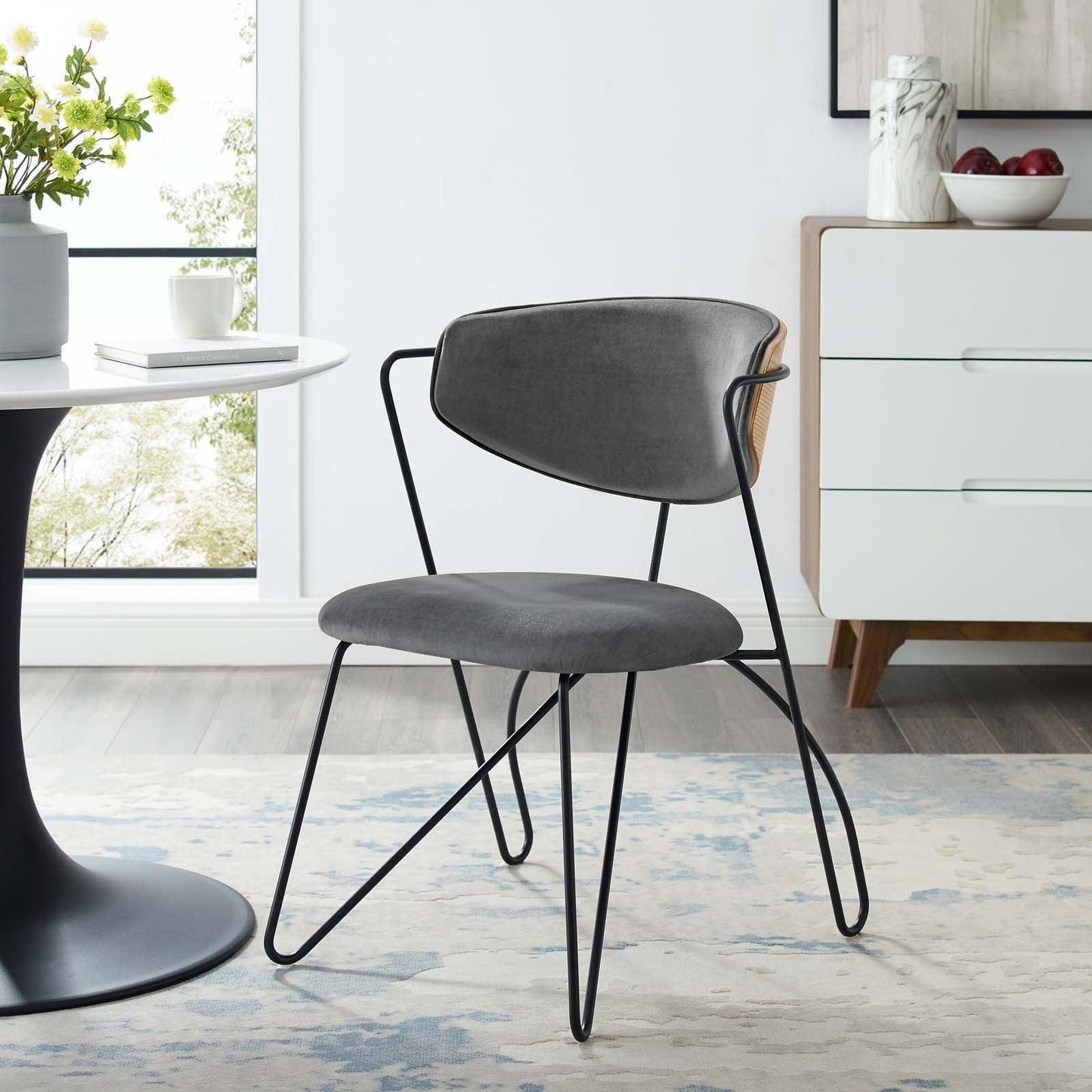 Modway Prevail Black Frame Dining and Accent Performance Velvet Chair FredCo