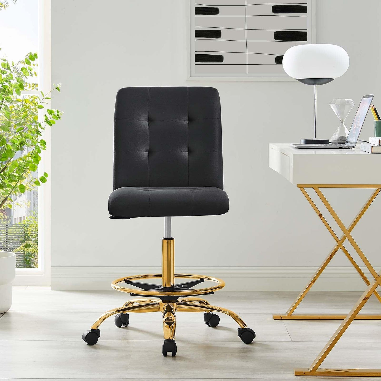 Modway Prim Armless Performance Velvet Drafting Chair FredCo