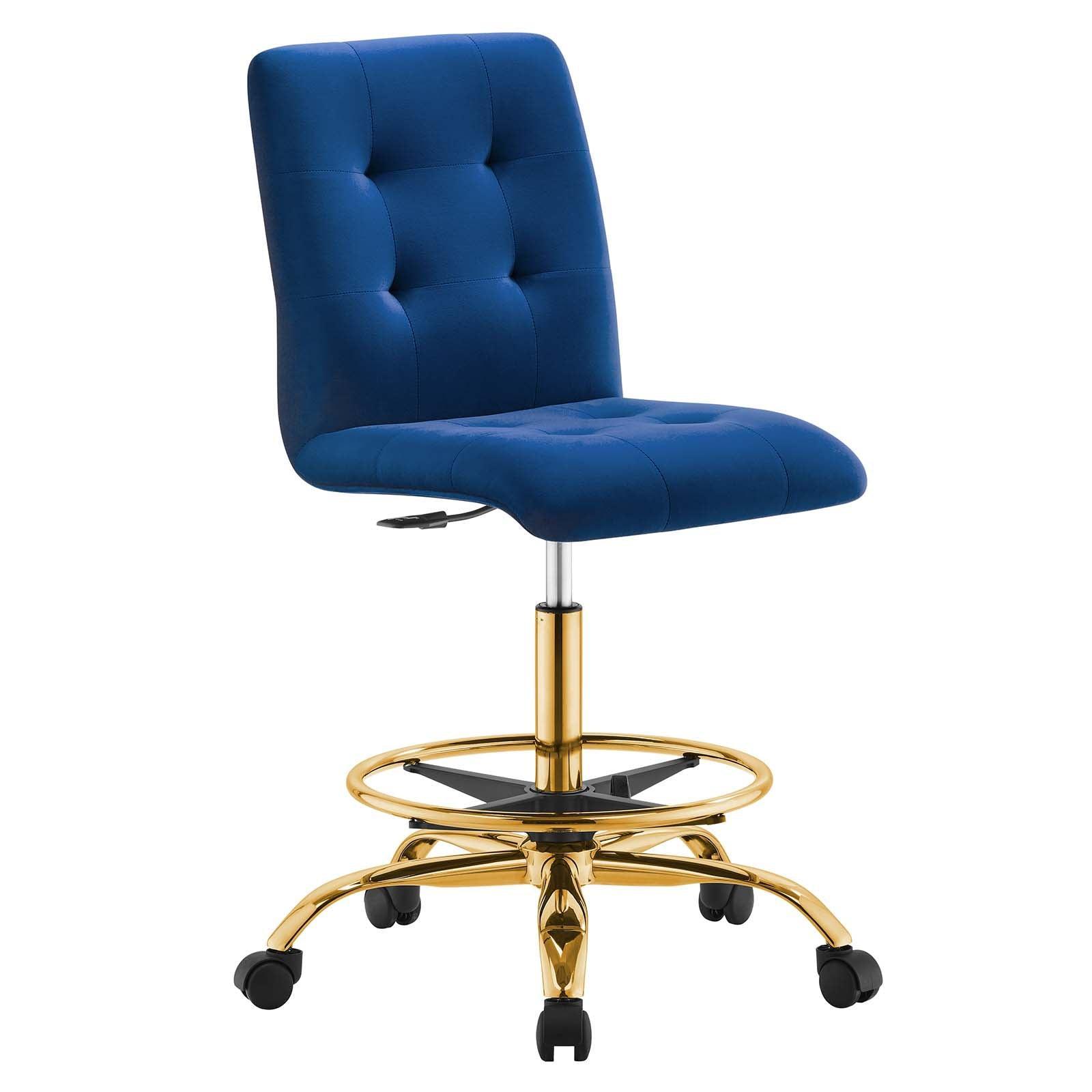 Modway Prim Armless Performance Velvet Drafting Chair FredCo