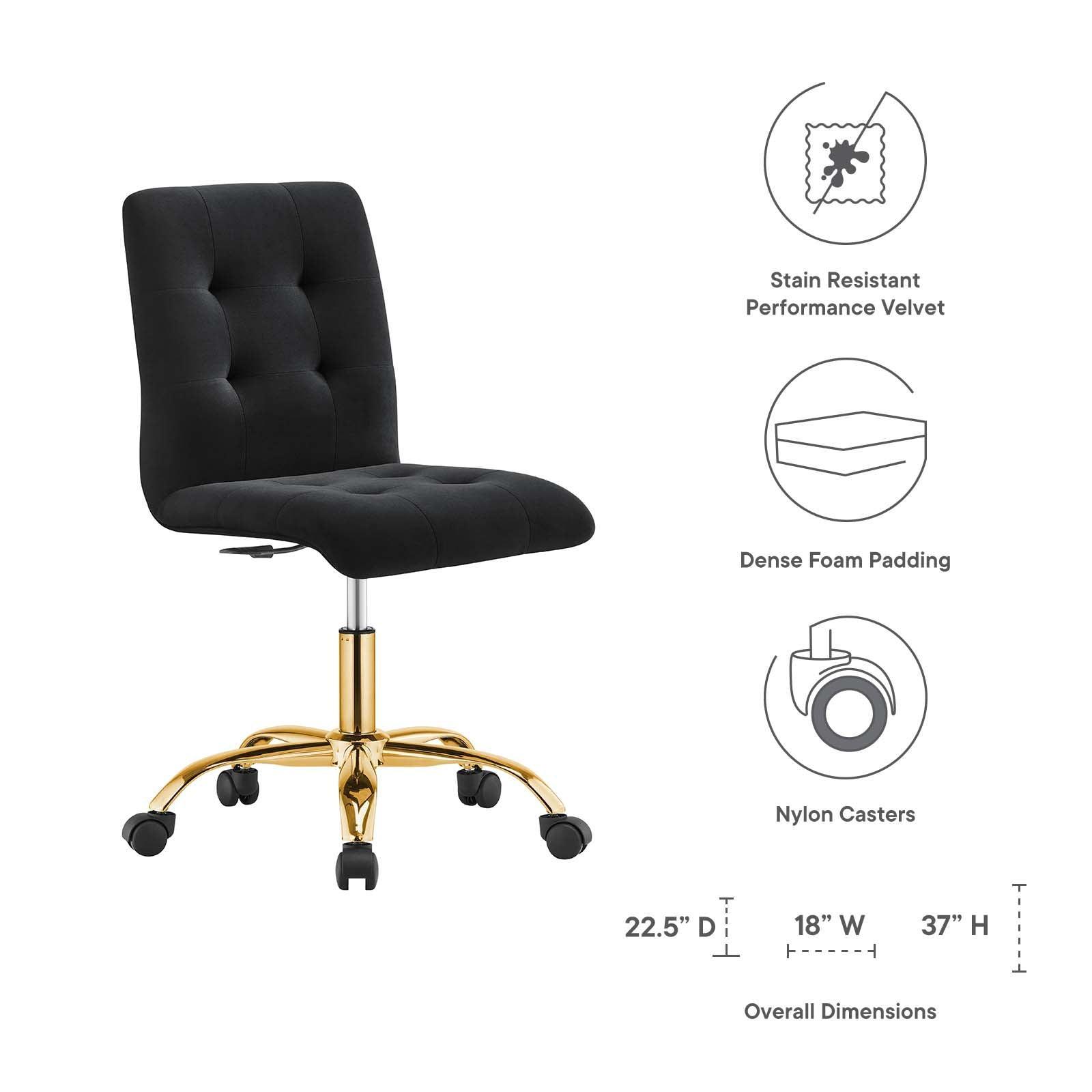 Modway Prim Armless Performance Velvet Office Chair FredCo