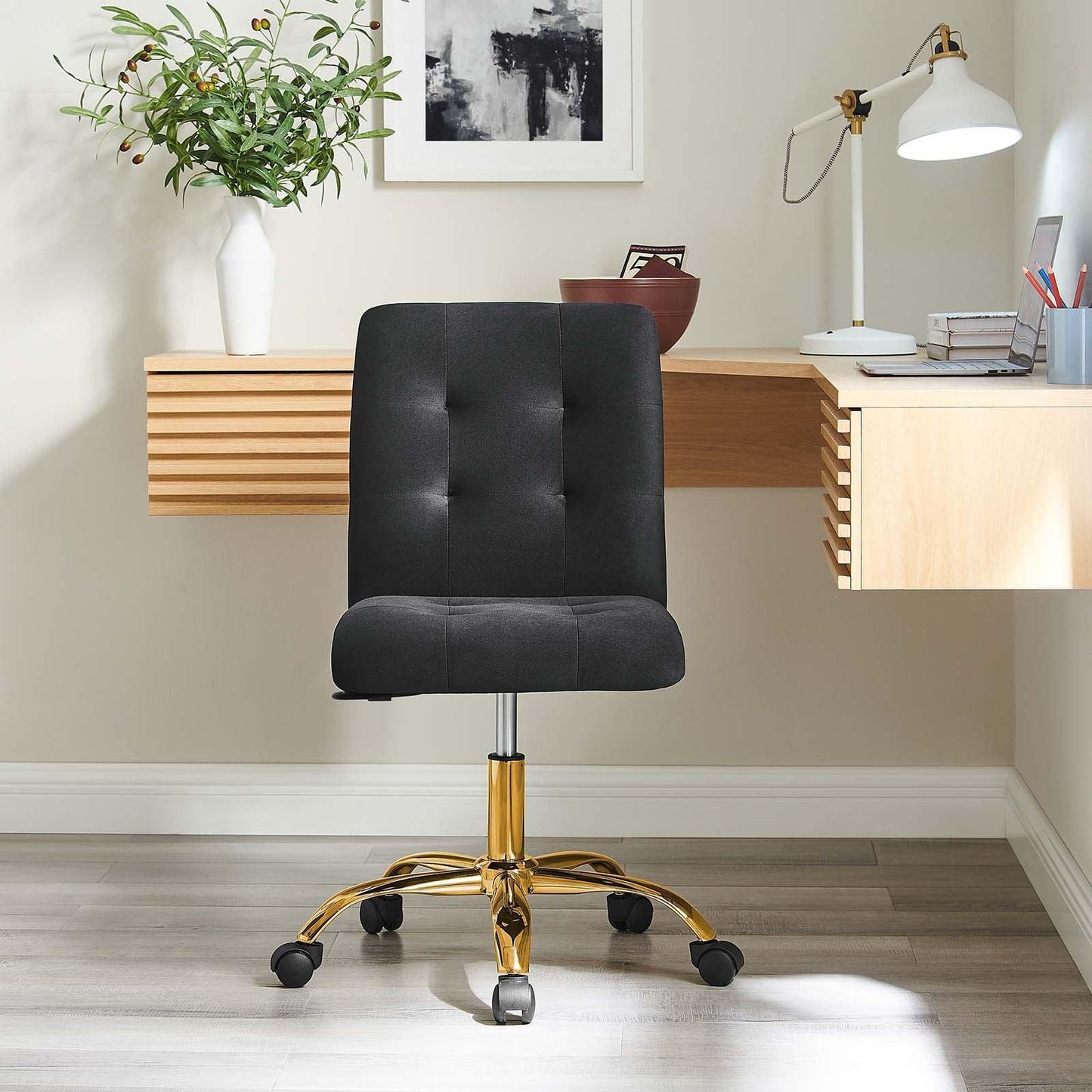 Modway Prim Armless Performance Velvet Office Chair FredCo