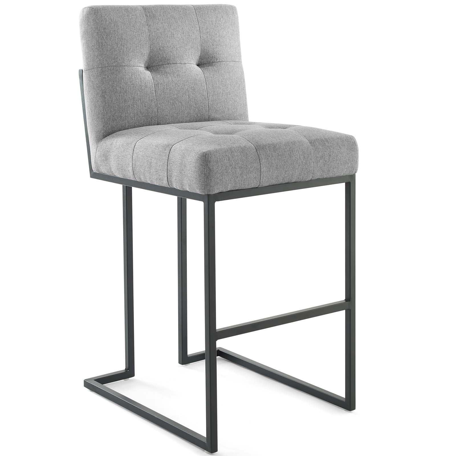Modway Privy Black Stainless Steel Upholstered Fabric Bar Stool FredCo